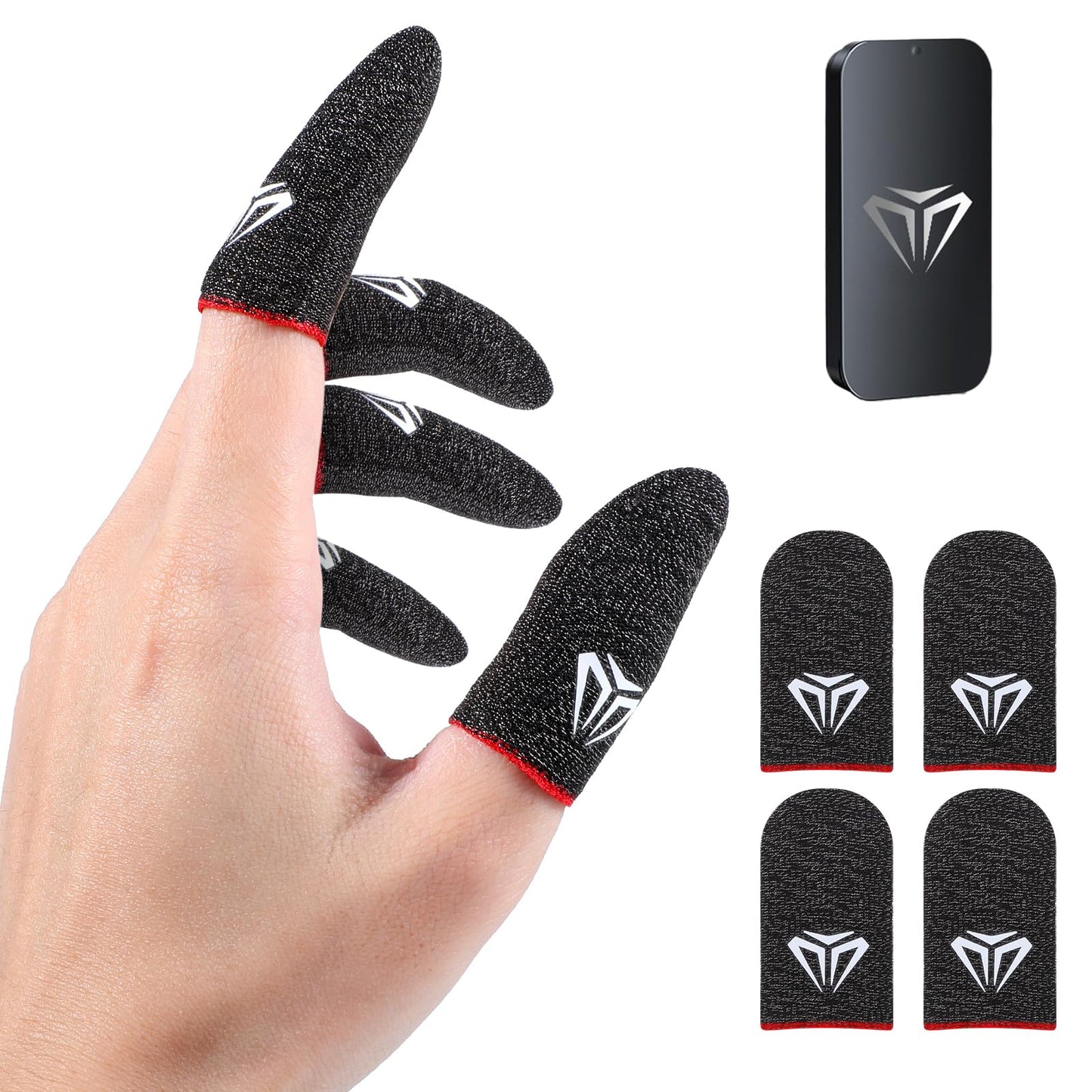 Qianyu Pack of 4/6 Gaming Finger Sleeves Breathable Gaming Finger Sleeves Sweatproof Game Thumb Cover Particularly Comfortable Stable Perfect Touchscreen Glide Suitable for All Games (4)