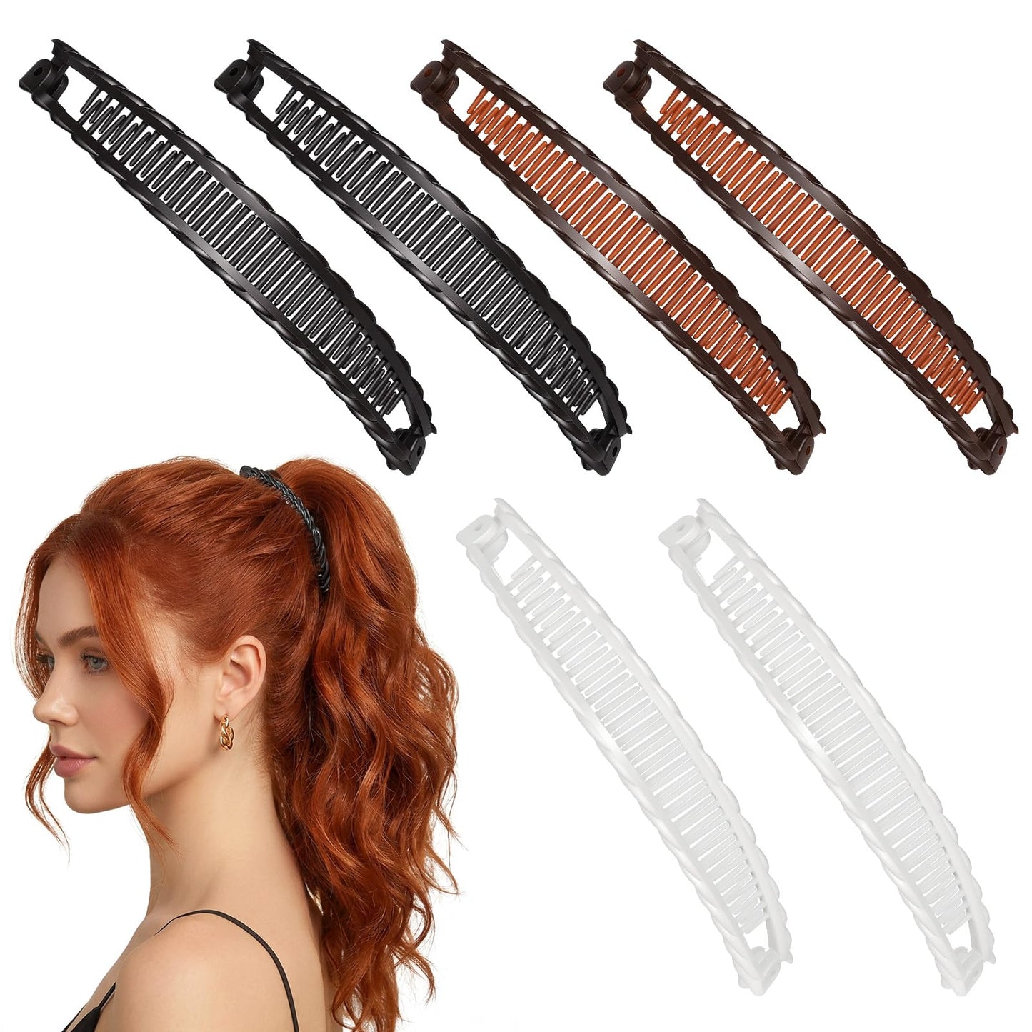 6Pcs Banana Clip Grip Comb Banana Hair Clips for Women