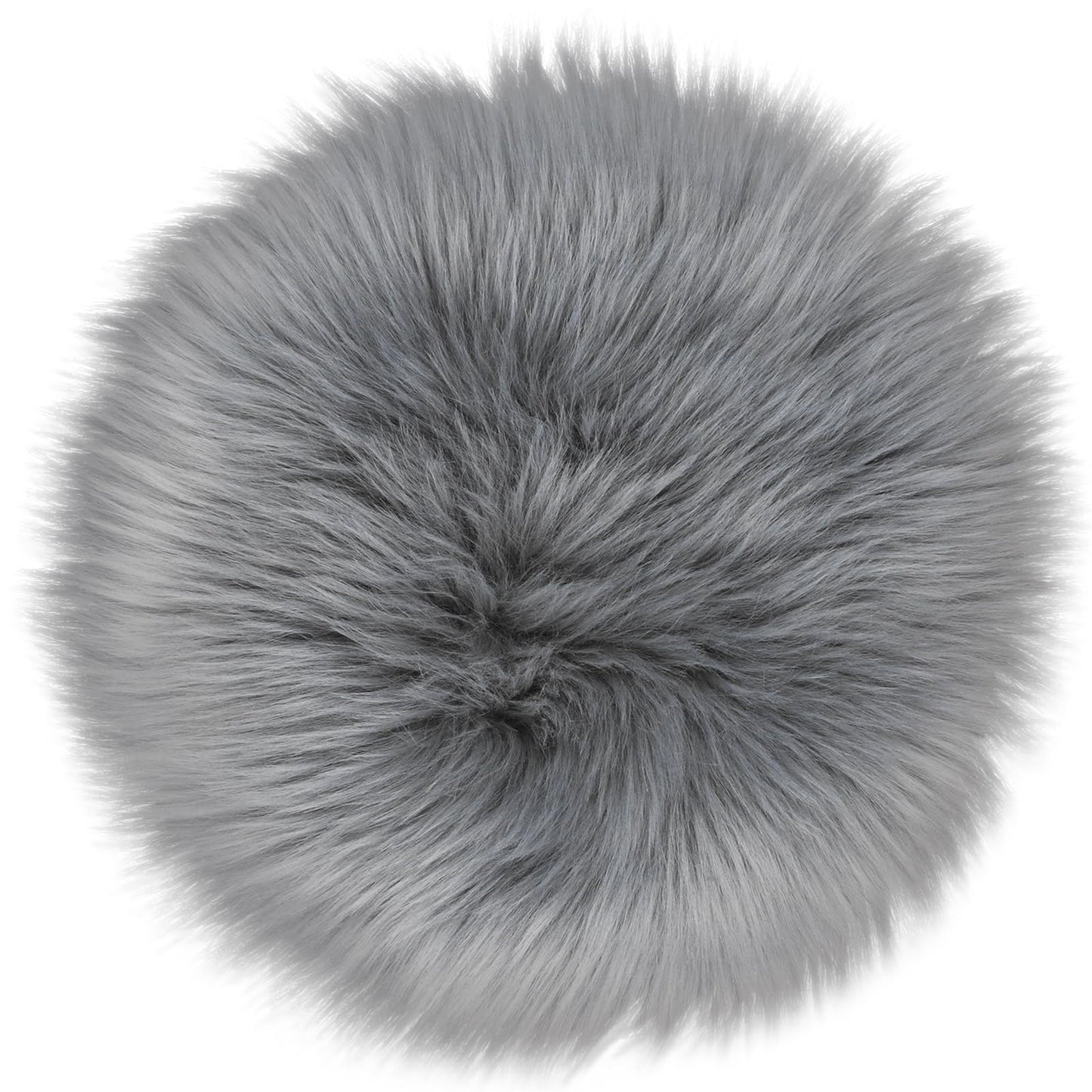 Sibba Round Faux Fur Area Rug, 35 cm/13.7 Inches Faux Sheepskin Fur Area Rug, Washable Fluffy Plush Area Rug, Chair Desk Sofa Cover Carpet for Home Bedrooms Living Room Aesthetic Decor(Grey)