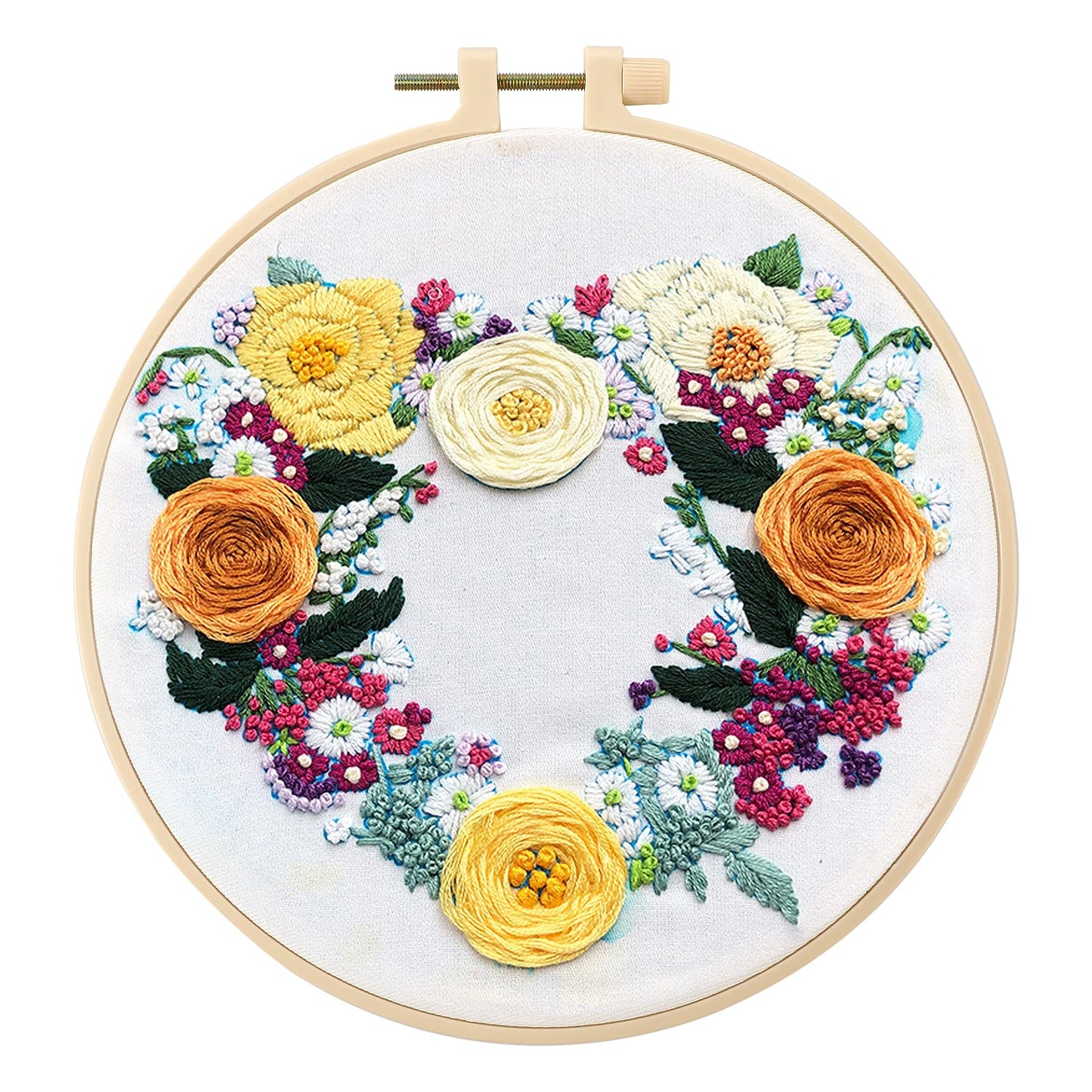 Sibba Stamped Embroidery Kit for Beginners, Cross Stitch kit with Pattern and Instructions, Embroidery Starter Kit Including Embroidery Hoop, Color Threads and Embroidery(Orange)