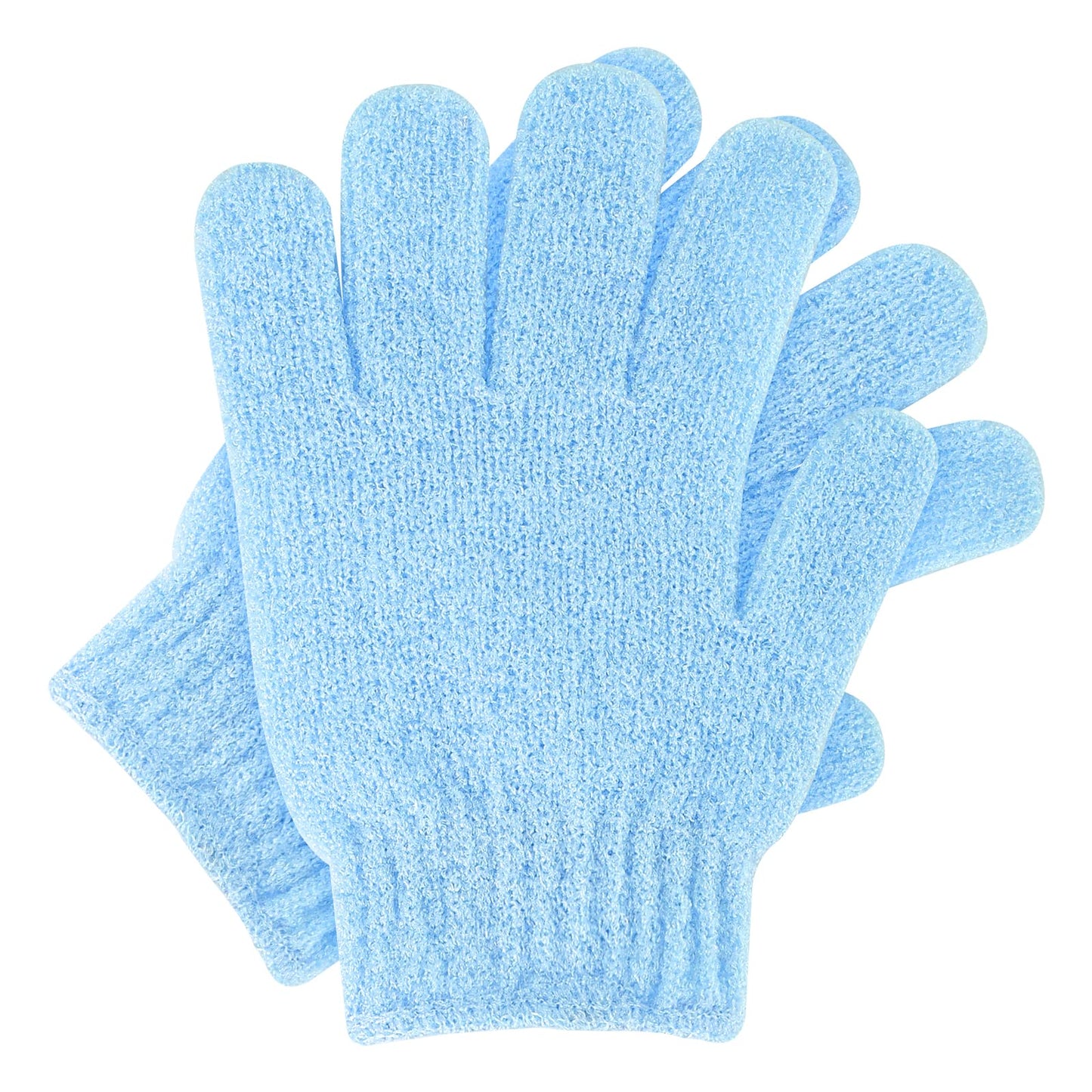 Sibba 1 Pair Bath Gloves for Shower Natural Loofah Exfoliating Wash Gloves for Body and Face, Dead Skin Remover, Double Sided Microfibre Shower Body Gloves for Adults and Kids (1 Pair Blue)