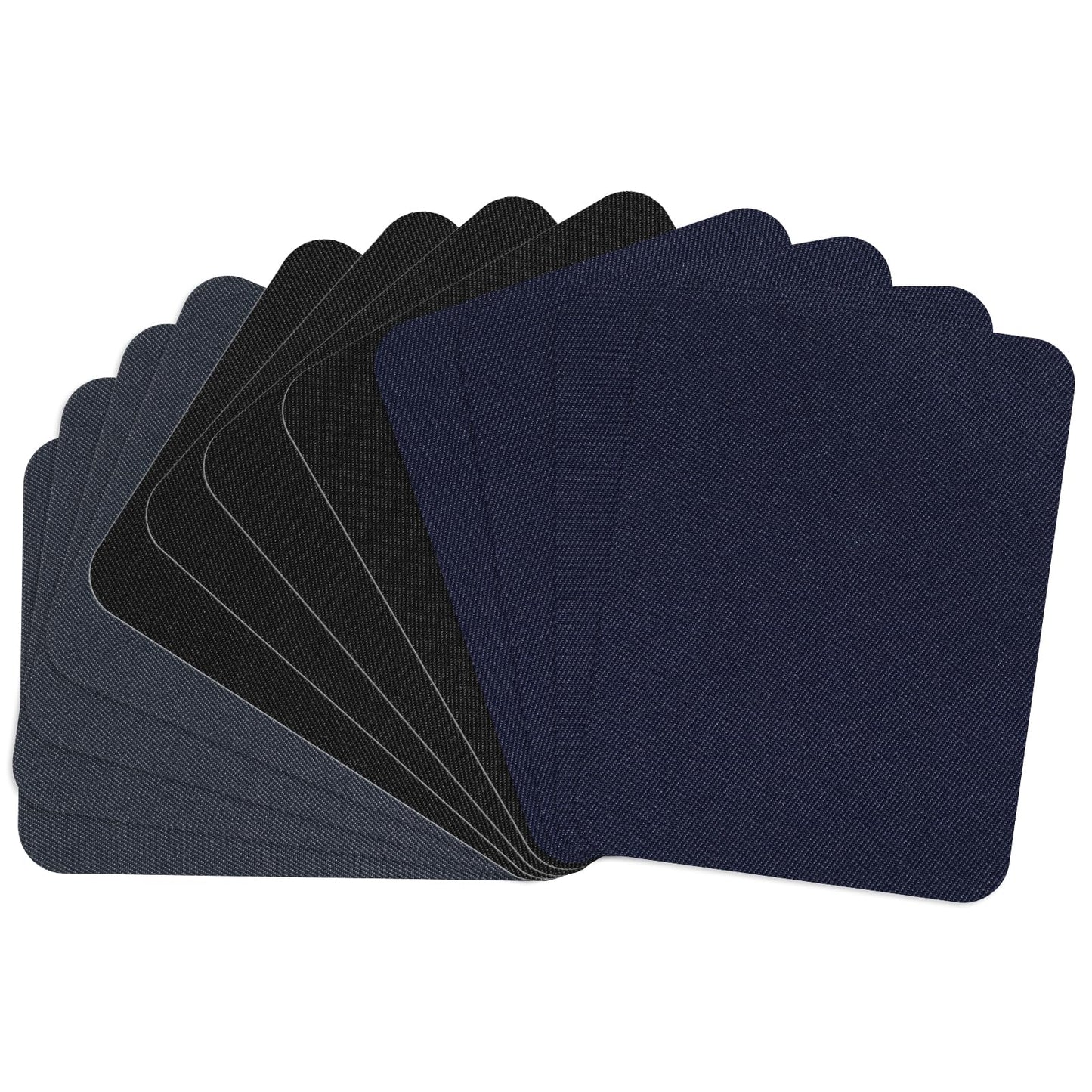12 Pcs Iron on Patches, Fabric Repair Patches Iron-on Patches for Clothing Iron on Vinyl for T-Shirt 4 Shades Jean Patches Repair Decorating Kit for Sofa Repair DIY (Dark Gray Navy Blue Black)