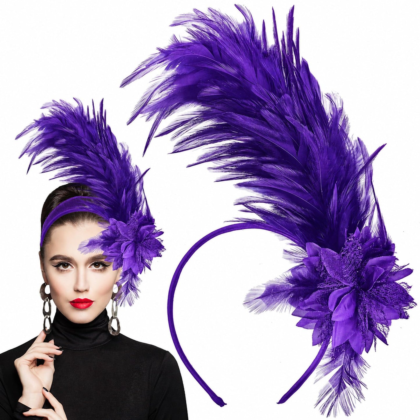 WLLHYF Women's 1920s Feathers Fascinator Headband Fascinators Hat for Women