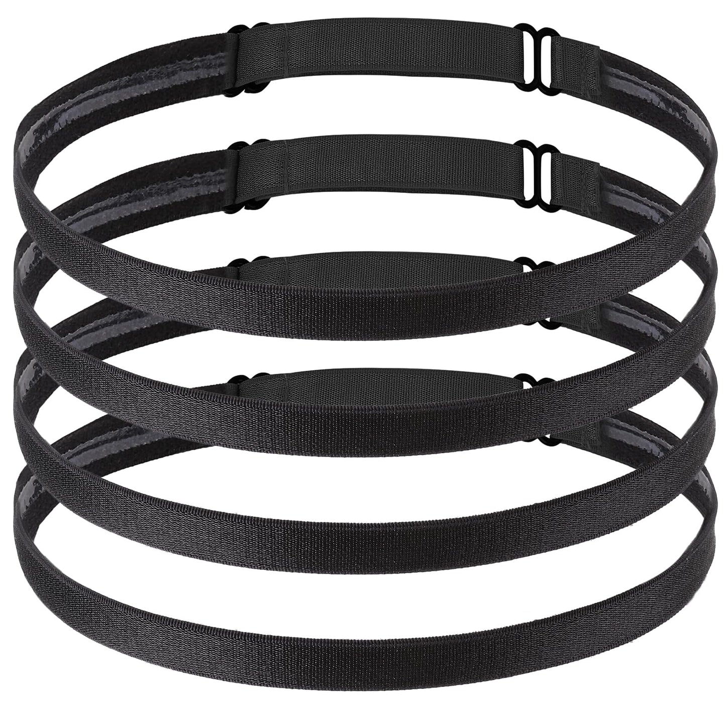 4 Pieces Elastic Sport Headbands Thin Non-Slip Sweat Bands Adjustable Silicone Grip Exercise Headwear Mini Football Running Hairbands for Women Men Cycling Workout Yoga Accessories(4 Black)