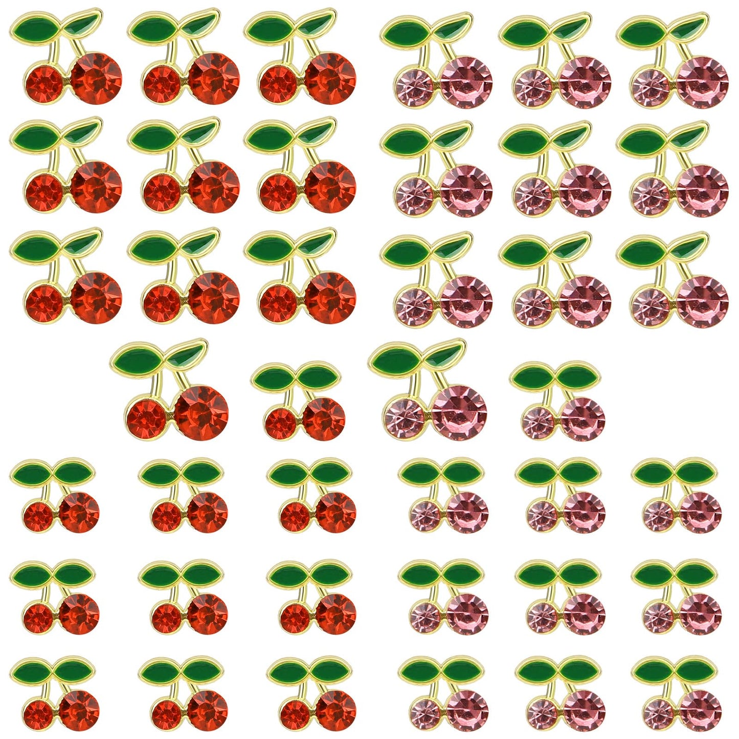 Dimeho 40Pcs 3D Cherry Nail Charms Rhinestones Shiny Gems Nail Accessories Jewelry Decorations Cute Fruit Nail Diamond for Women Girls Art Design DIY Manicure Craft Jewelry