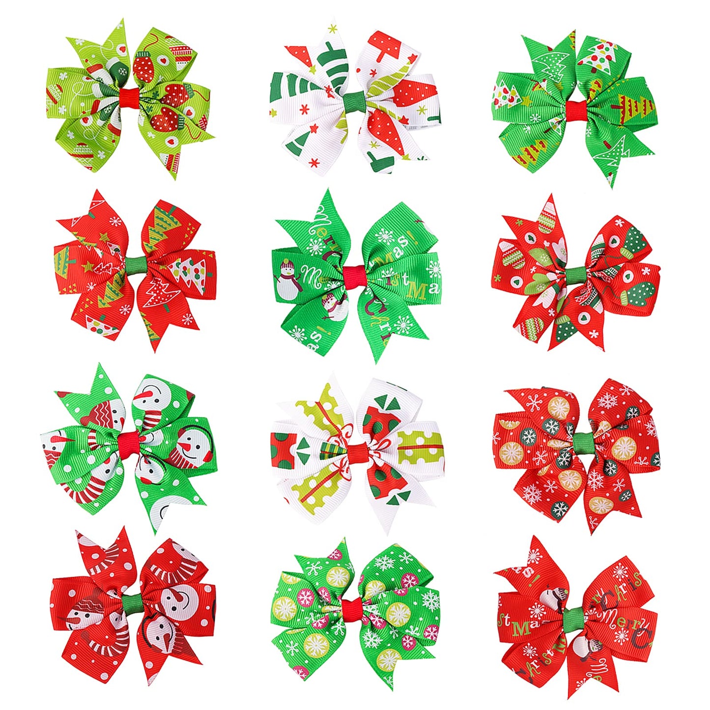 Sibba Hair Bows 3 Inch Toddler Red Green Alloy Clips 12 Pieces Braid Barrettes Ponytail Alligator Headwear Headpiece Lolita Halloween Christmas Easter Party Easter Party Accessories For Girls