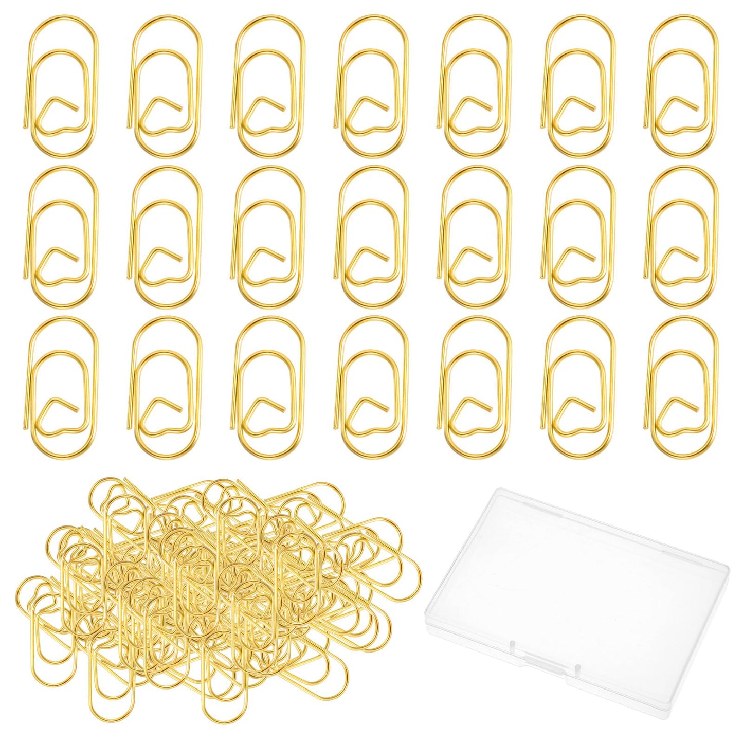 100Pcs Love Heart Shaped Paper Clip 0.79inch Cute Mini Paperclip Stainless Steel Tinplate Paperclip Holder Wedding Invitations Paper Clamp Note Sorting Organizing Paperclip for Office School Home Desk