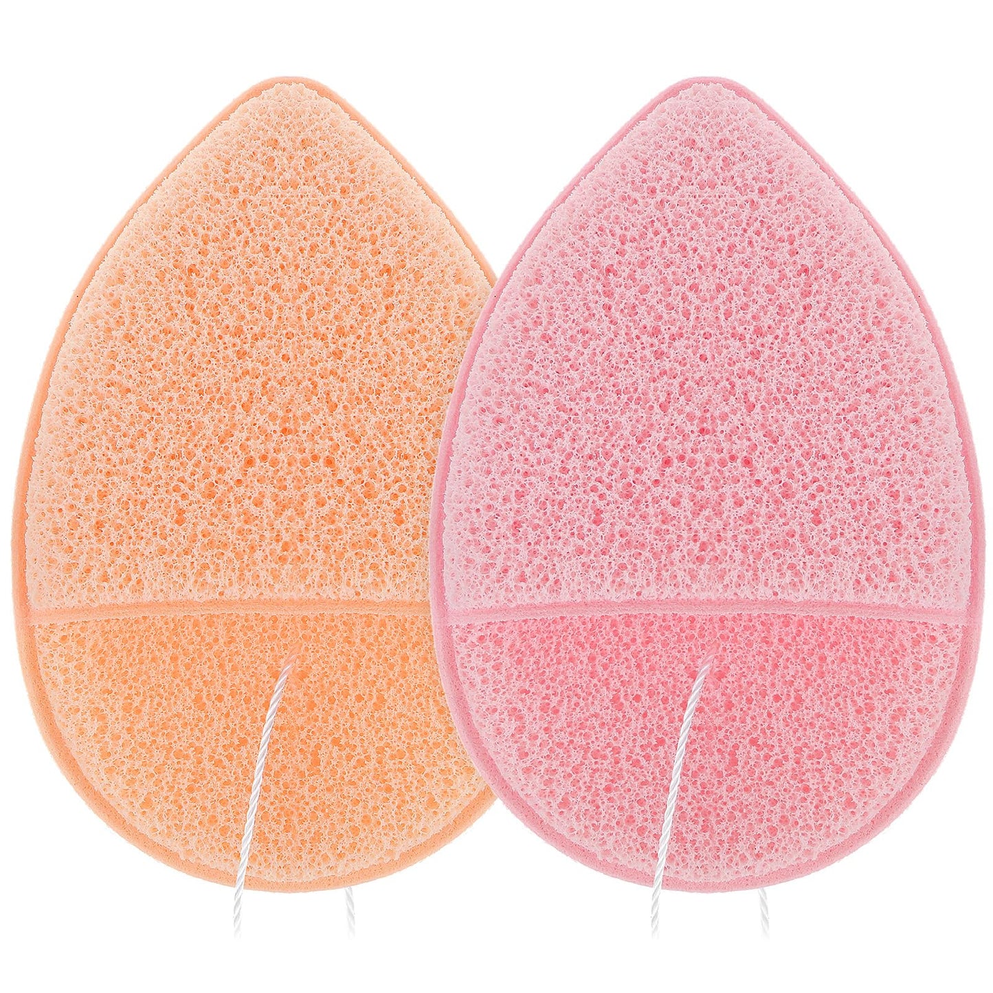 2 PCS Facial Sponge Glove Bath Sponge Gentle Exfoliating Pads Wash Reusable Puff for Daily Face Deep Pore Cleansing Blackheads Dead Skin Makeup Remover(Orange+Pink)