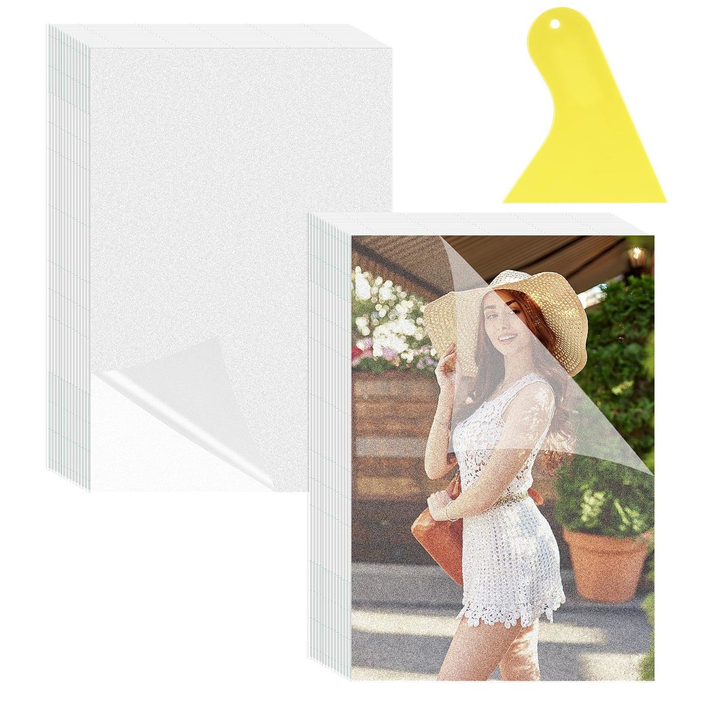 Dimeho 50 Pack Self Sealing Laminating Sheets 4x6 No Machine Self Adhesive Clear Laminate Sheet No Heat Transparent Gloss Finish Waterproof Laminator Sheets for Business Card Photo Stickers(Frosted)
