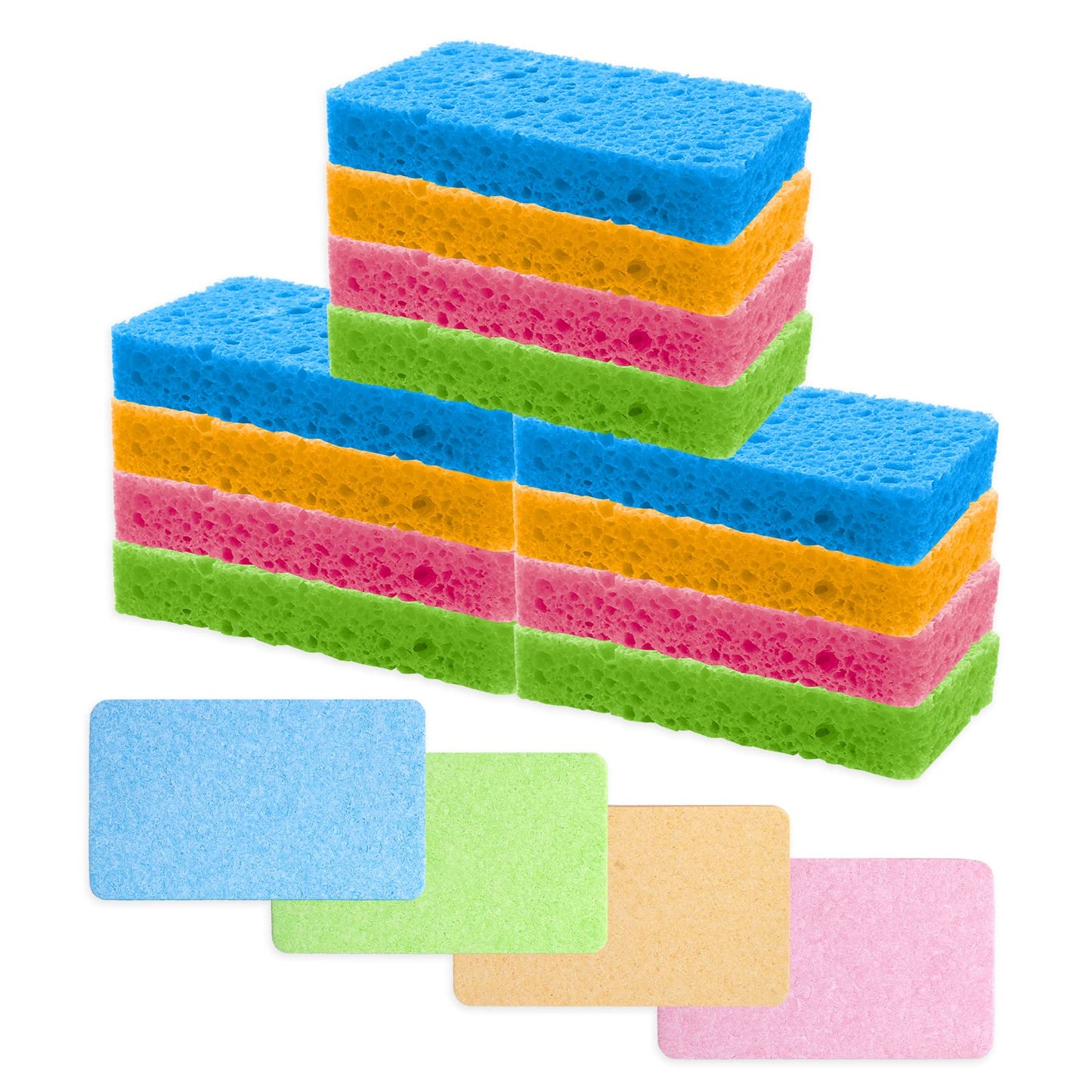 Sibba 12 Pieces Cleaning Scrub Sponges, Compressed Cellulose Sponges Non-Scratch Natural Dish Sponge for Kitchen Bathroom Cars