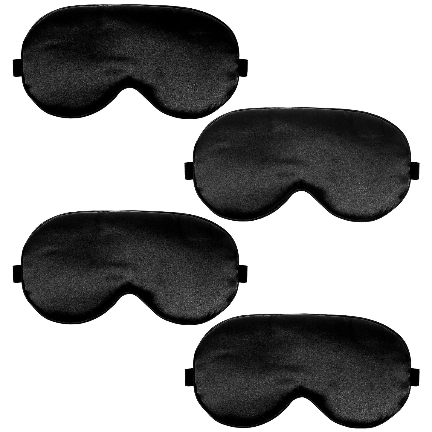 Pack of 4 Sleeping Eye Masks for Men Women Silk Sleeping Mask Adjustable Eye Mask with Elastic Band Light Blocking Sleeping Eye Mask for Yoga Travel (Black)