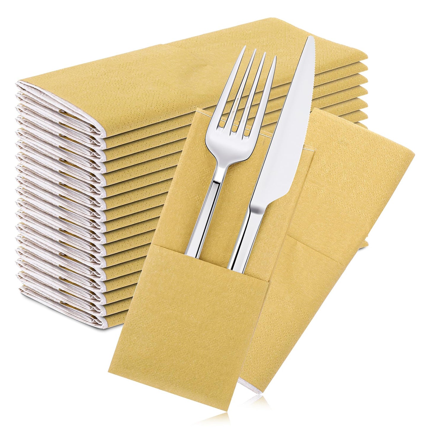 WLLHYF 40 PCS Paper Napkins Linen Feel Guest Towels Soft Absorbent Napkins Decorative Paper Hand Towels Cloth Like for Weddings Parties Dinners Kitchen (Gold)