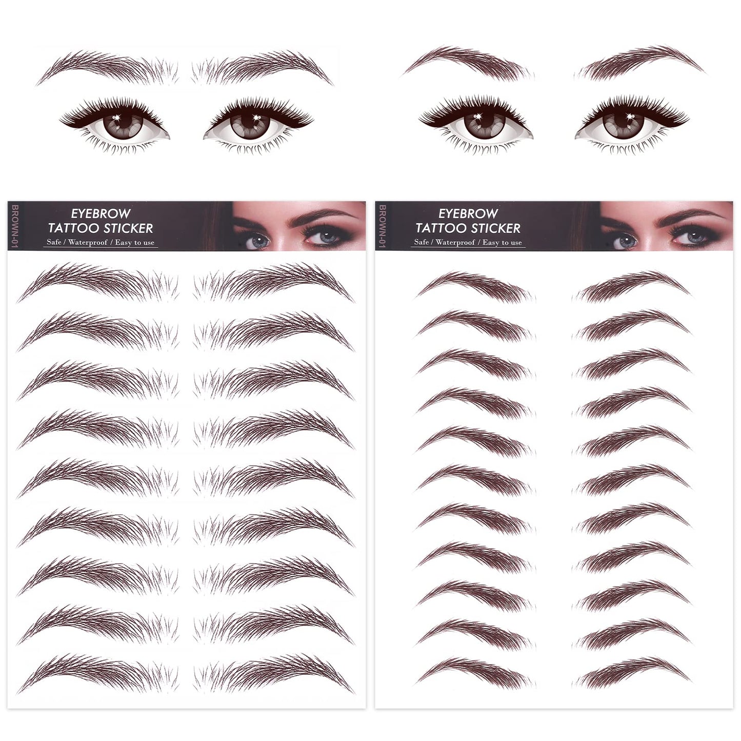 Sibba Temporary Eyebrow Tattoos Color Waterproof Hair-like Eye Brow Transfers Stickers Peel Off Cosmetic Women Girls Arch Styles (2 PCS Mixed Styles)