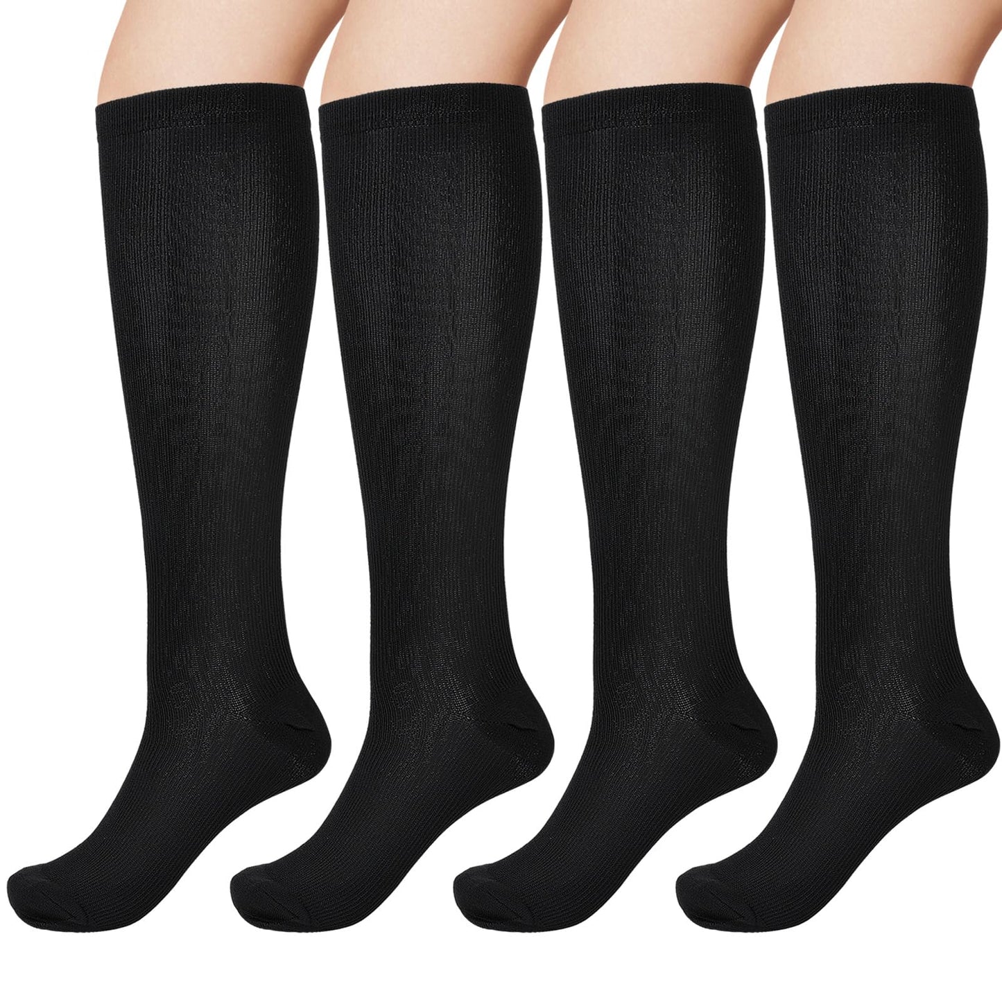Sibba 2 Pairs Casual Tube Socks Knee High Stretchy Socks for Women Knee Long Stocking Leg Warmer Breathable Crew Socks