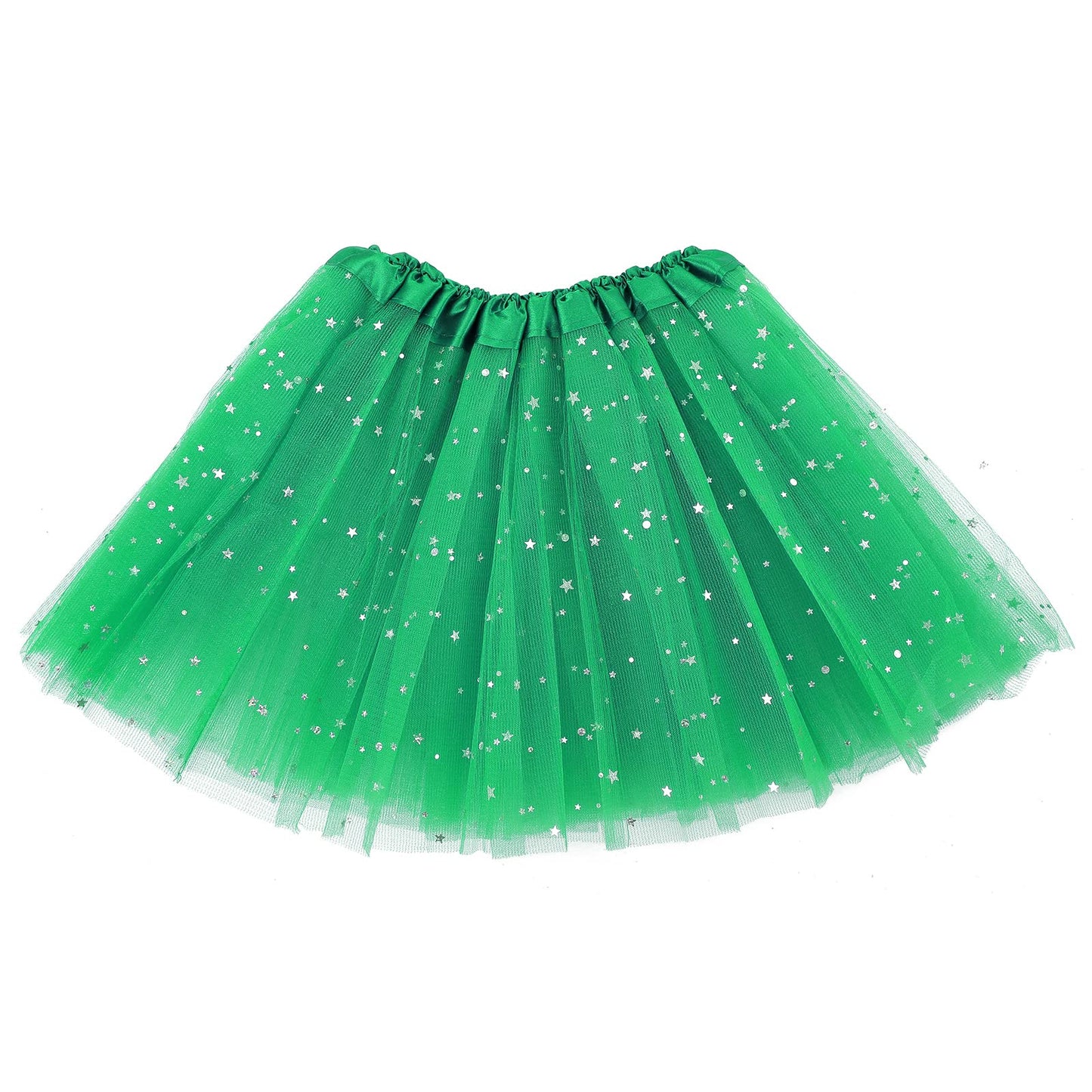 Sibba Tutus Skirt 3-Layer Sparkle Tulle Ruffle Layered Ballet Dress Dance Infrant Girls Outdoor Clothing Costume (Green)