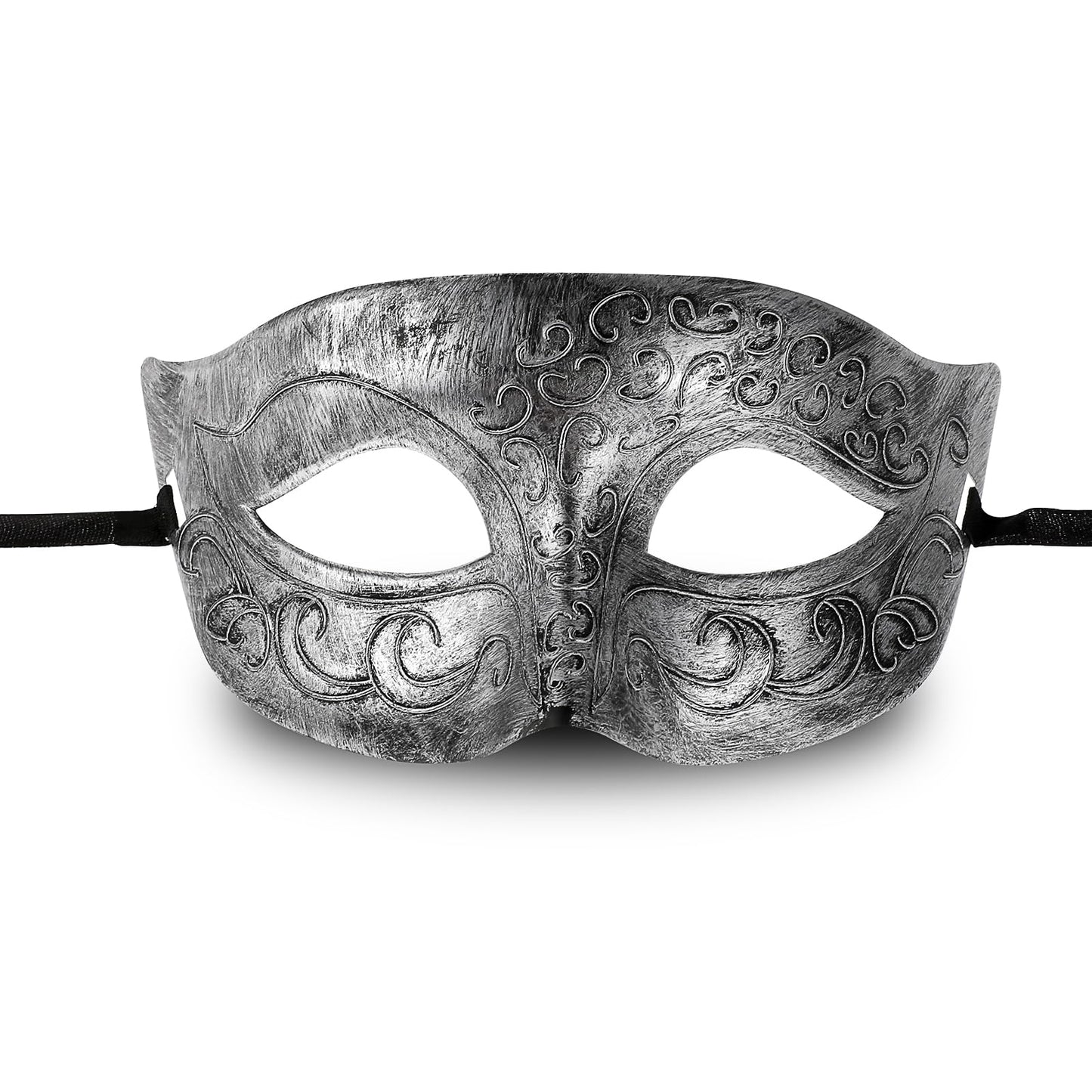 Sibba Men's Venetian Greek Roman Masquerade Mask (Silver) - Ideal for Masquerade Balls, Halloween, Mardi Gras, Costume Parties