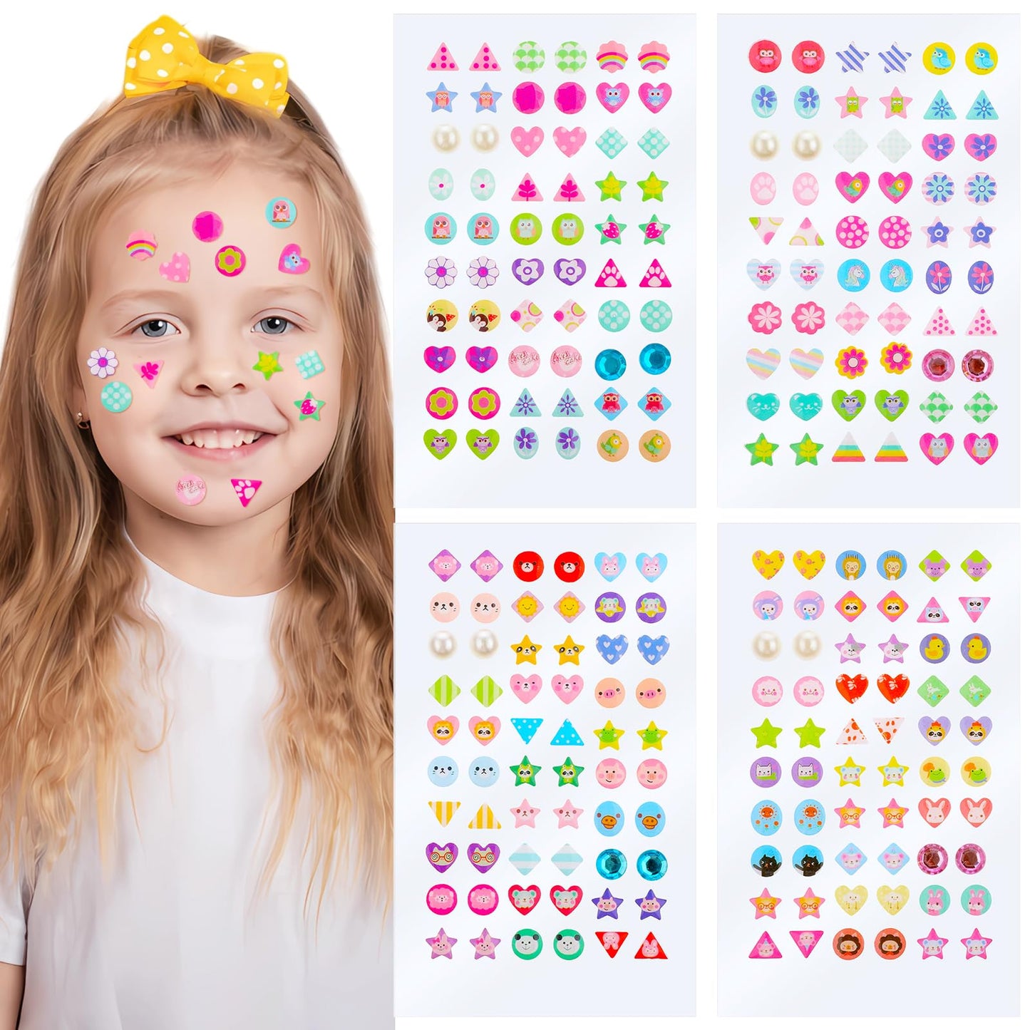240PCS Earrings Sticker 3D Gems Sticker Girls Sticker Self Adhesive Pearl Stickers Adhesive Glitter Craft Crystal Stickers