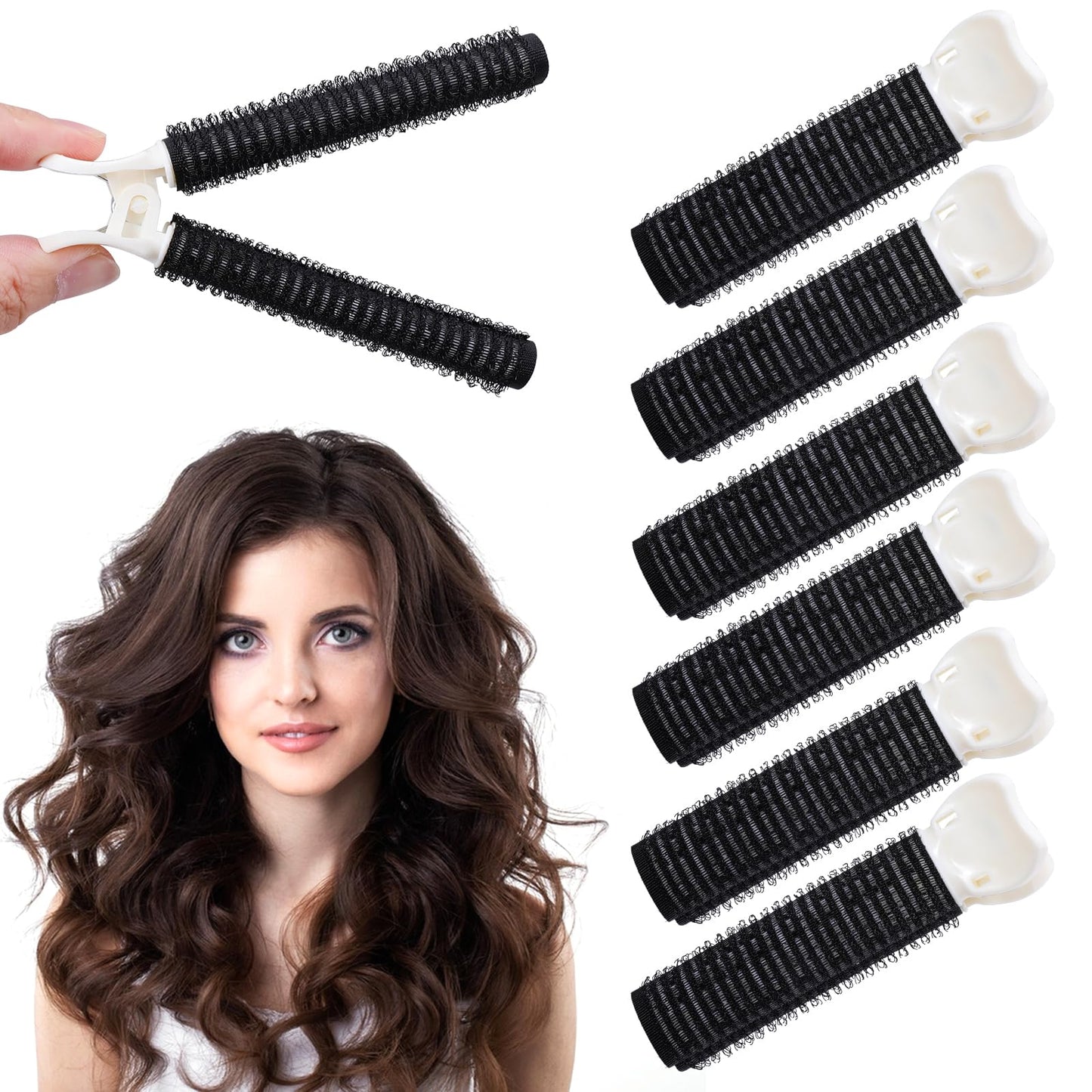 Sibba 6Pcs Volumizing Hair Clips, Hair Clips for Styling, Volumizing Root Clips for Hair, Volumizing Roller Clips, Instant Hair Volumizing Clips, DIY Hair Styling Tool for Women Girls(Black)