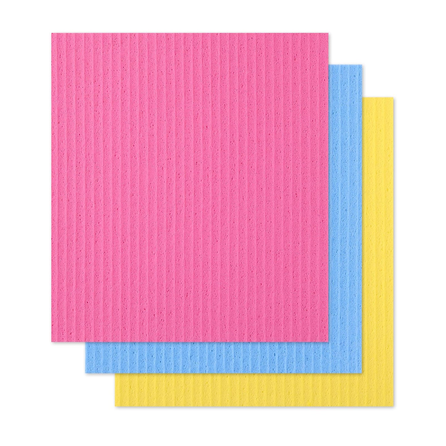 Sibba 3 Pack Cellulose Sponge Dishcloths, Reusable Cleaning Sponge Cloths with Highly Absorbent and Quick Dry, Eco-Friendly No Odor Dish Towels for Counters & Washing Dishes