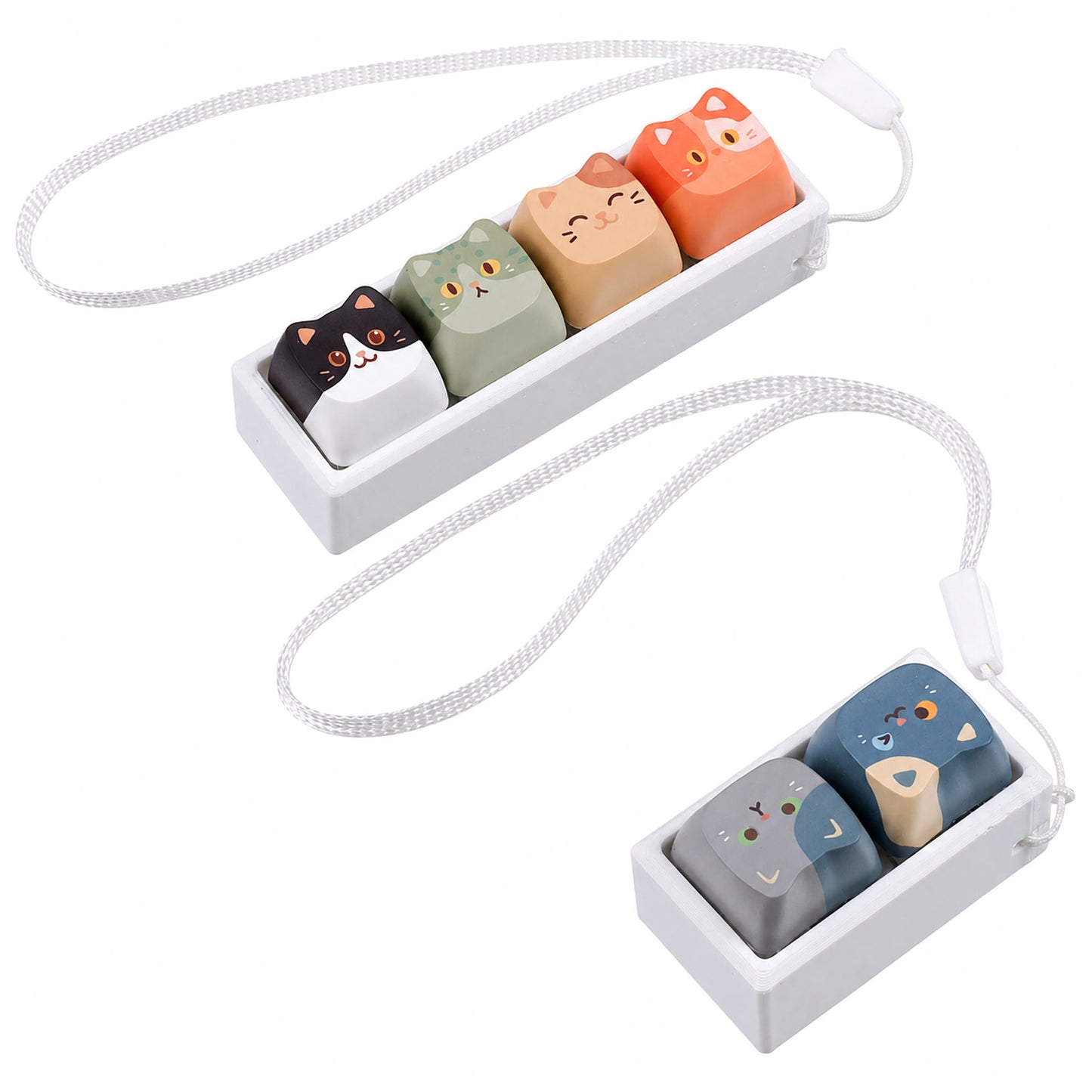 Qianyu 2Pcs Cute Cat Keyboard Fidget Toy Keyboard Clicker Fidget Keychain