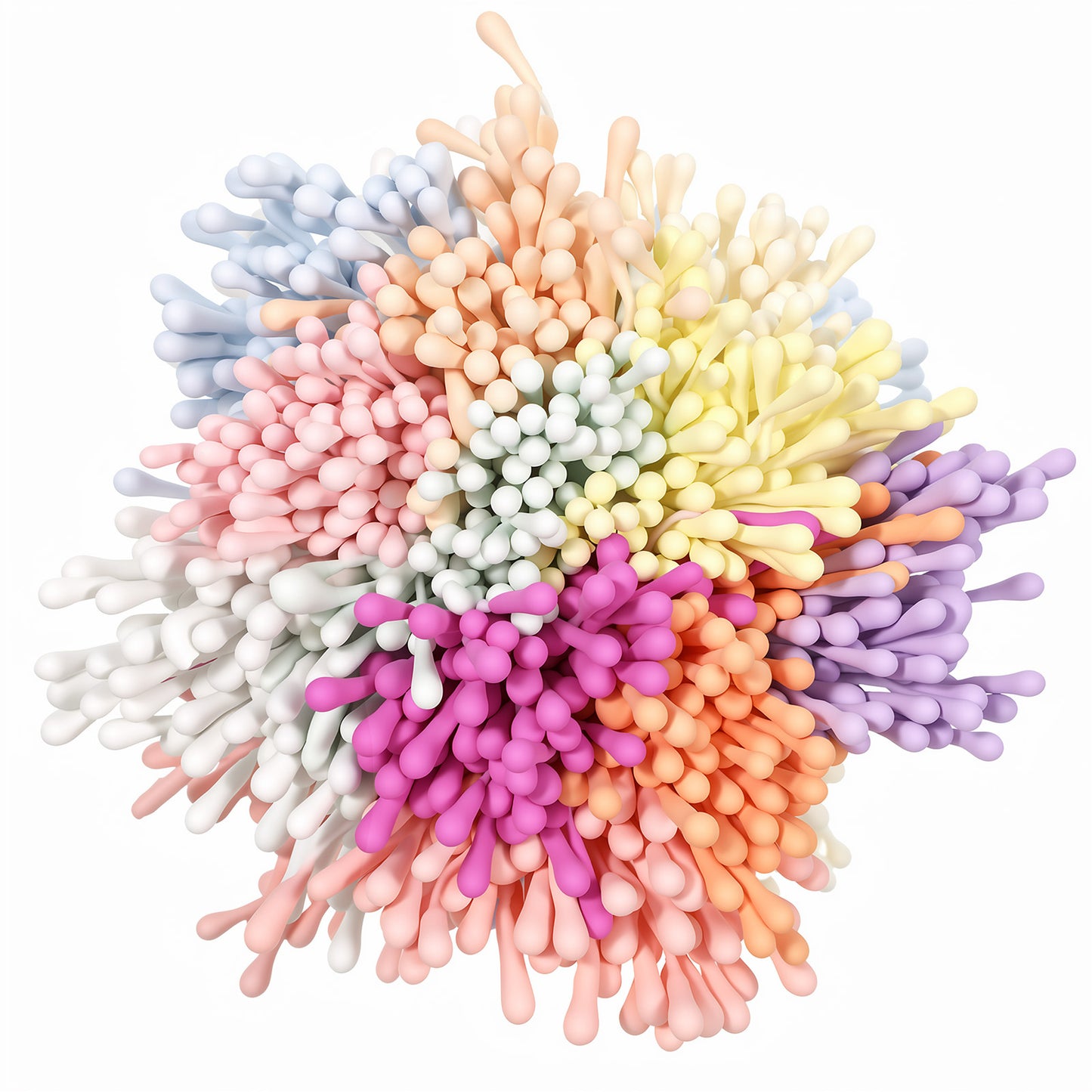 Hadnves 1100 Pcs Double Heads Flower Stamens Artificial Pearl Floral Stamen Coloured for Wedding Bouquet Christmas DIY Crafts Flower Making Scrapbook Decoration Supplies
