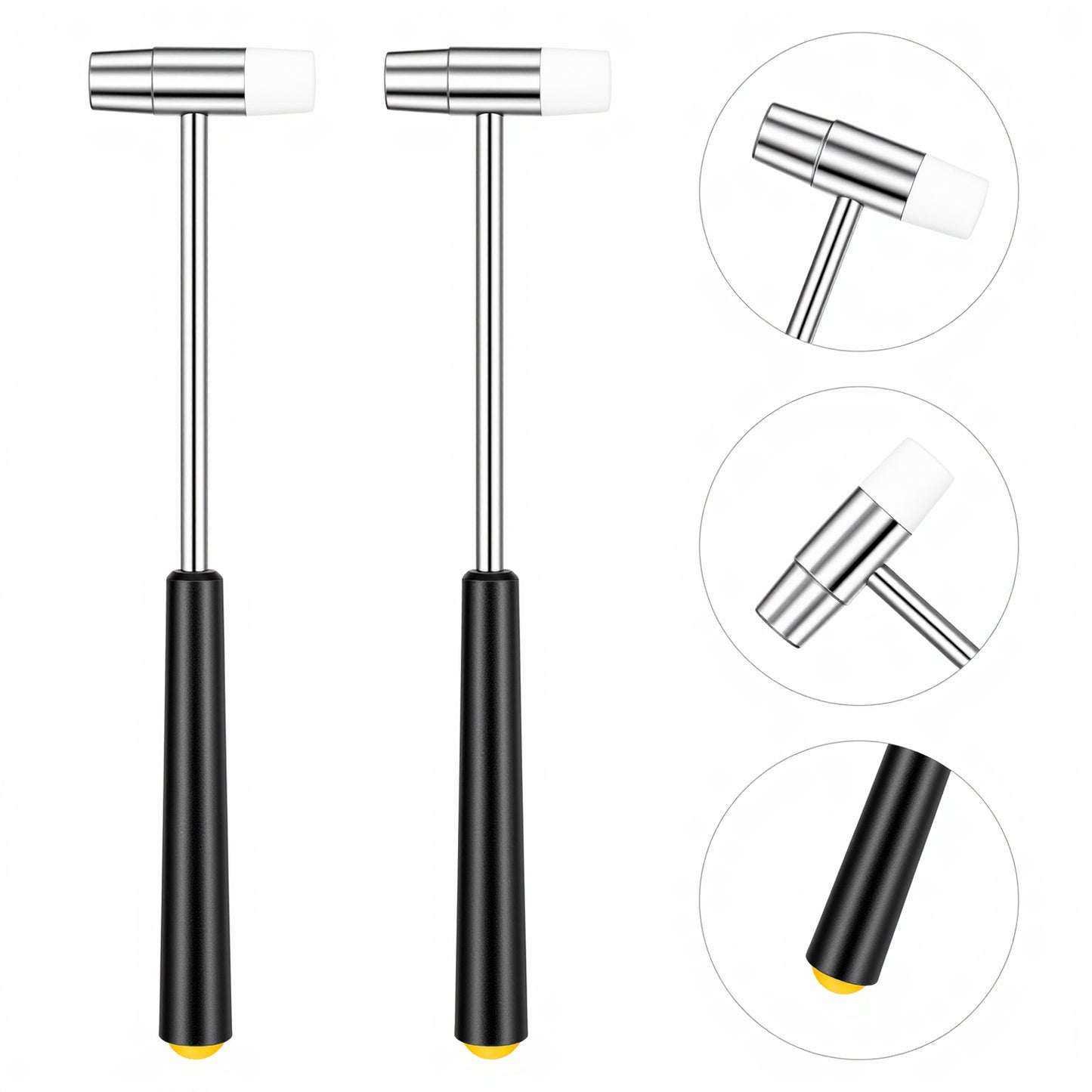 Hadnves Dual Head Small Hammer 2 PCS Lightweight Mini Hammers 7.1 Inch Small Hammer Plastic & Metal Head Mallet for Watch Tuning Musical Instruments Jewelry Making Crafts Leather Home Project