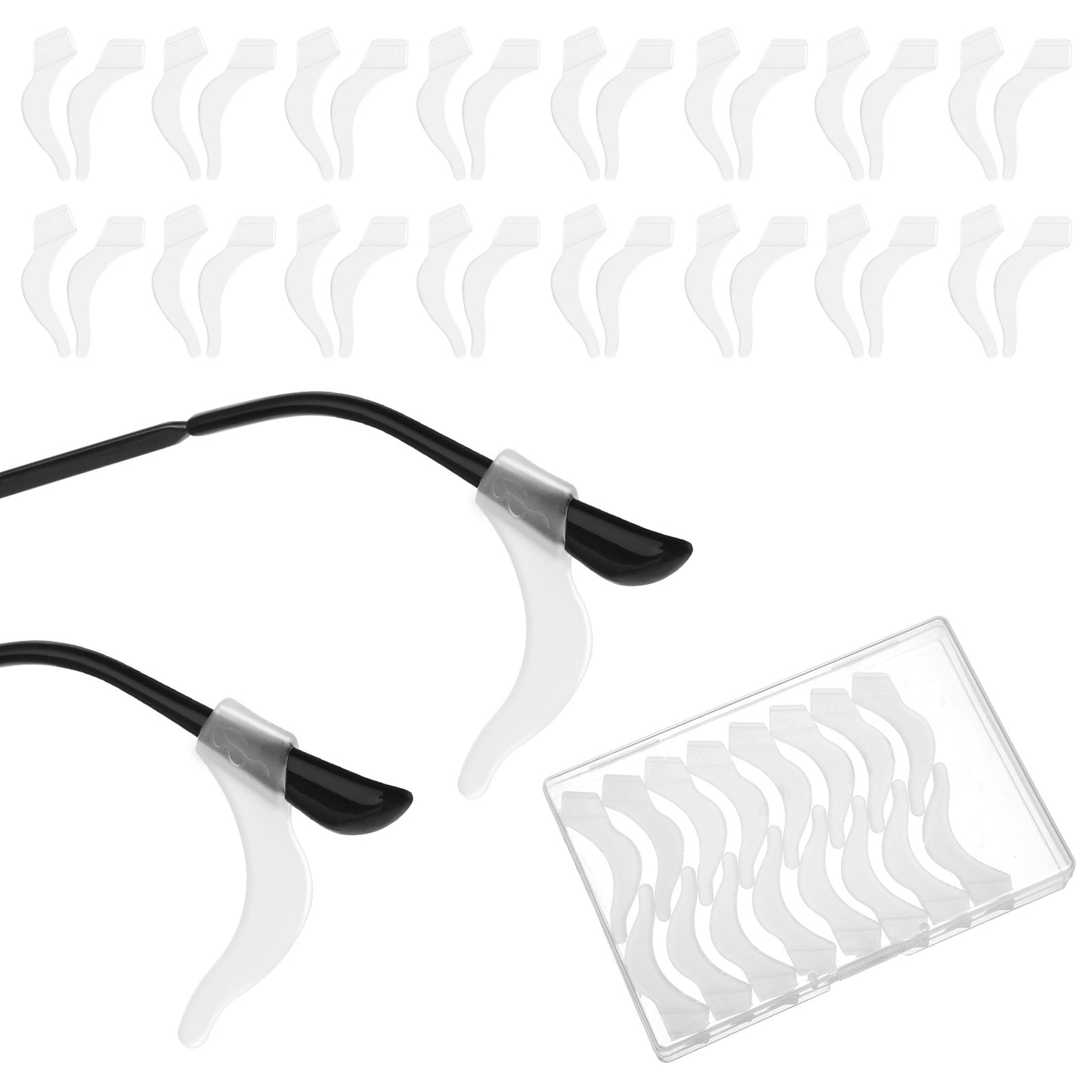 16 Pairs Silicone Glasses Ear Clip Safety Anti-slip Temple Tips Soft Sunglasses Eyewear Retainer Spectacle Arm Retainers with Storage Box for Eyeglasses Reading Sports Presbyopia Glasses