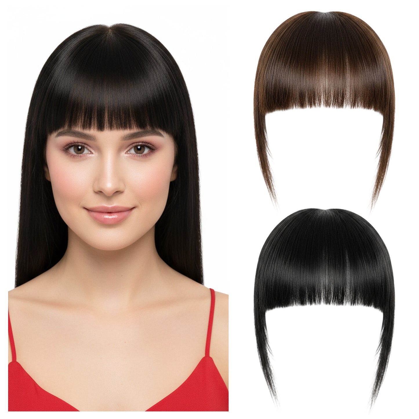 Sibba Clip in Bangs Fake Bangs Hair Clip 4PCS Wispy Fake Bang Fringe with Temples Hairpieces Natural Clips On Airbang Hairs Air Curtain hairbangs Hair Extensions Curved hairbangs For Women Daily Wear