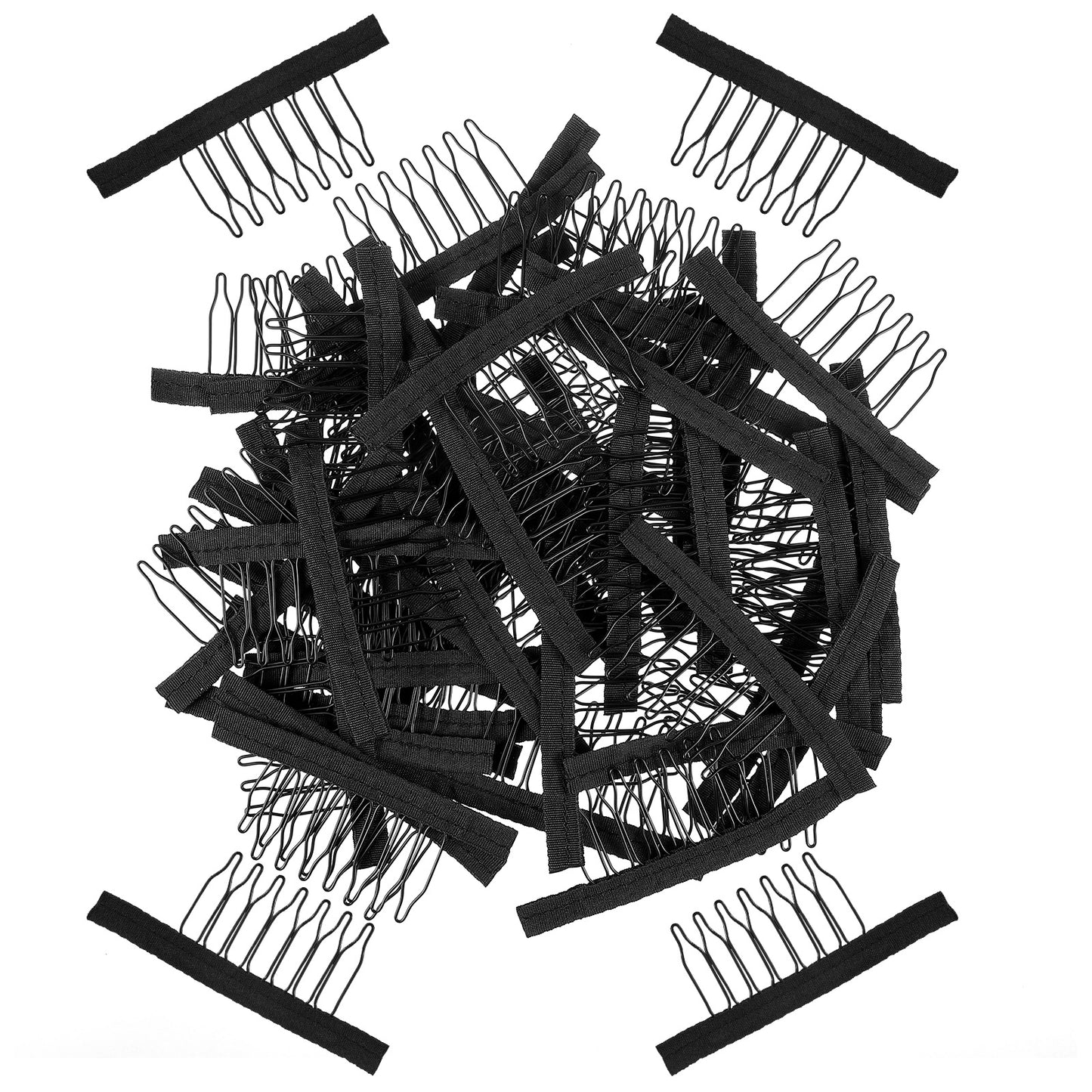 KFHENSOMR 40 PCS Wig Clips To Secure Wig 7-Teeth Metal Wig Combs, Wig Clips & Comb for Diy Caps Hairpiece Making,Wig Caps Accessories Tools, Black