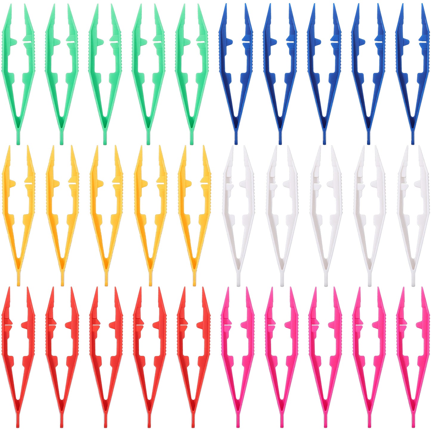 30 Pack Plastic Tweezers Beads Tweezer 6 Color Handmade Crafting Tweezers Small Beading Forceps Kits for DIY Jewelry Making Projects Creative Tools Accessories Adult