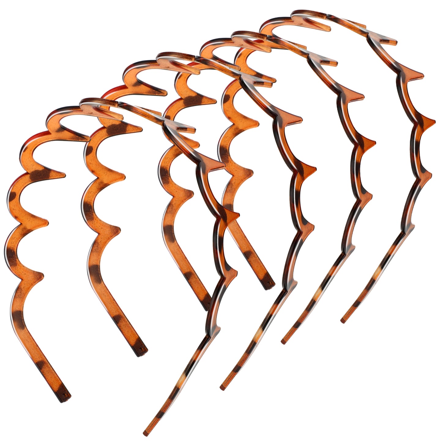 Zig Zag Headbands, 4 Pieces Black and Leopard-print Shark Tooth Hair Comb Hairband, Plastic Hair Bands with Elastic Non Slip Wavy Teeth (Style D)