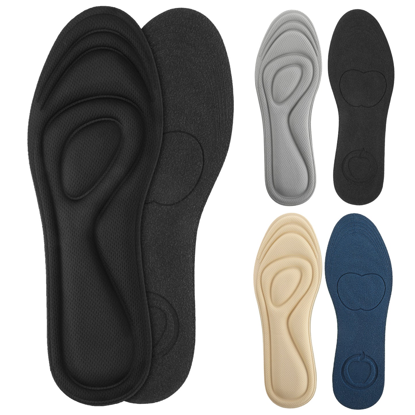 Wanmu 3 Pairs Memory Foam Insoles for Women Men, Soft IShoe Inserts Foot Protection Inner Soles Comfort Cushion Pads for Shock Absorption, Foot Pain Relief, Sneakers Slippers Boots(5.5-7UK)