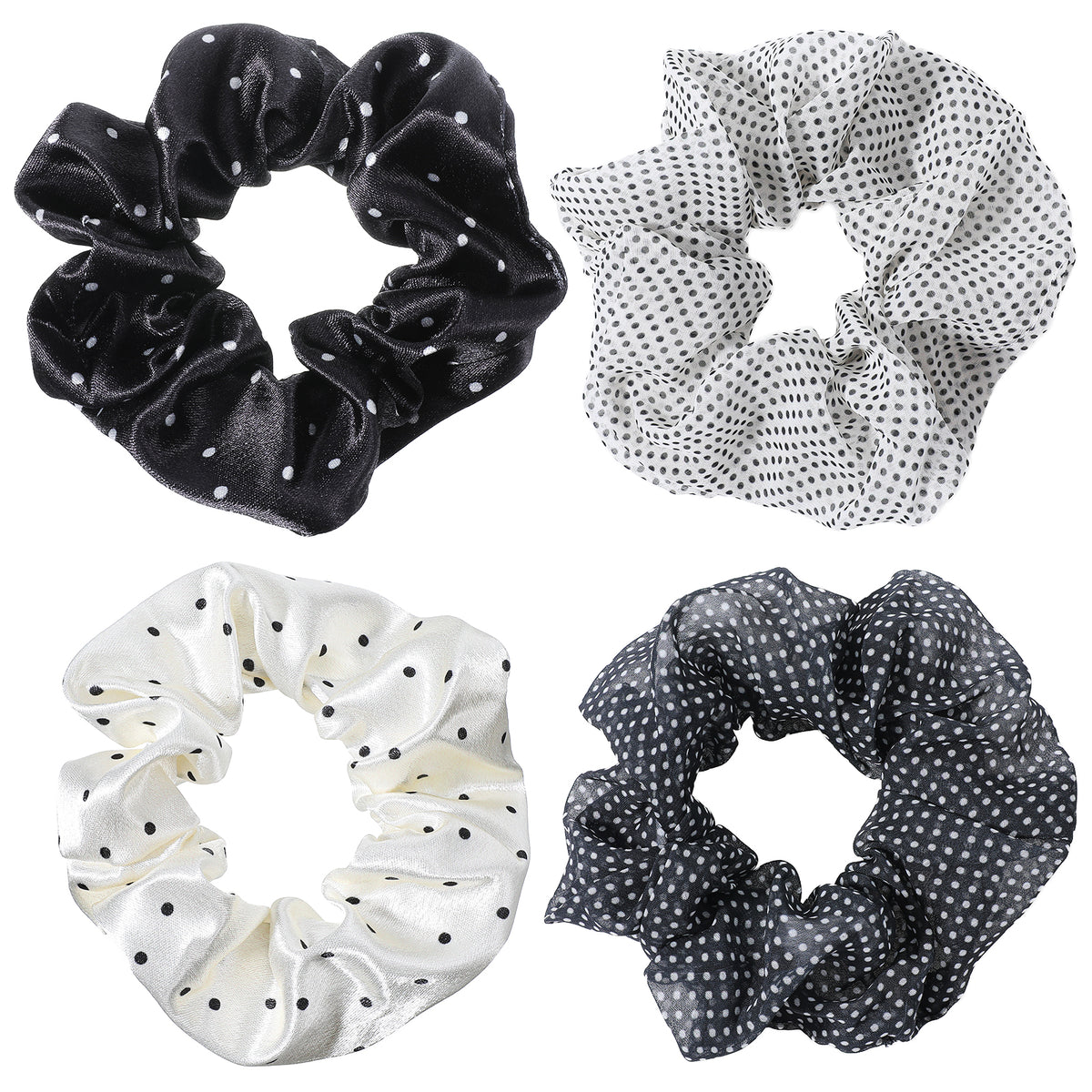 Heclia 4 Pack Satin Scrunchies Silk Large Satin Scrunchies for Women