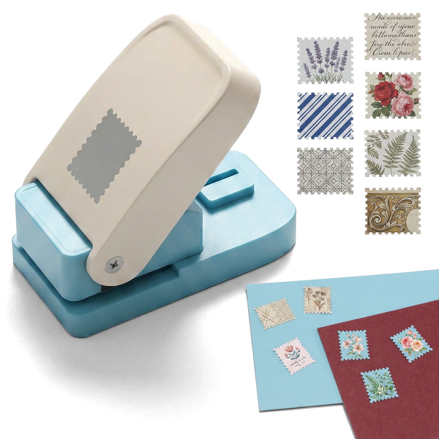 Hadnves Stamp Puncher Rectangular Stamps Cutout Punches 1 X 0.8 Inch Square Craft Hole Puncher for Paper Crafting DIY Scrapbooking Card Making Journaling Arts Crafts Supplies