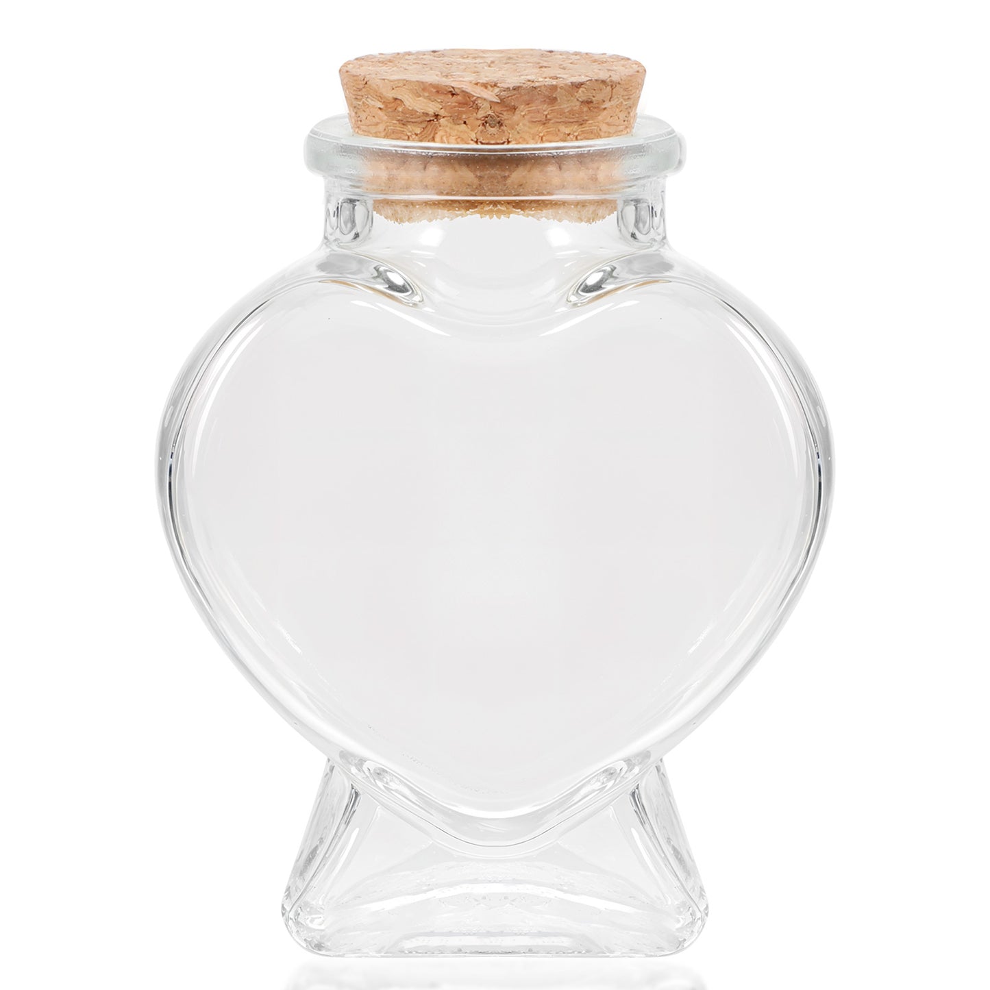 COMNICO Glass Bottle with Cork Stopper, 1Pcs Empty Glass Heart-Shaped Bottles Decorative Clear Glass Bottles with Cork Lid Message Wishing Bottle for Wedding Favors Box Candy Containers DIY Art Crafts