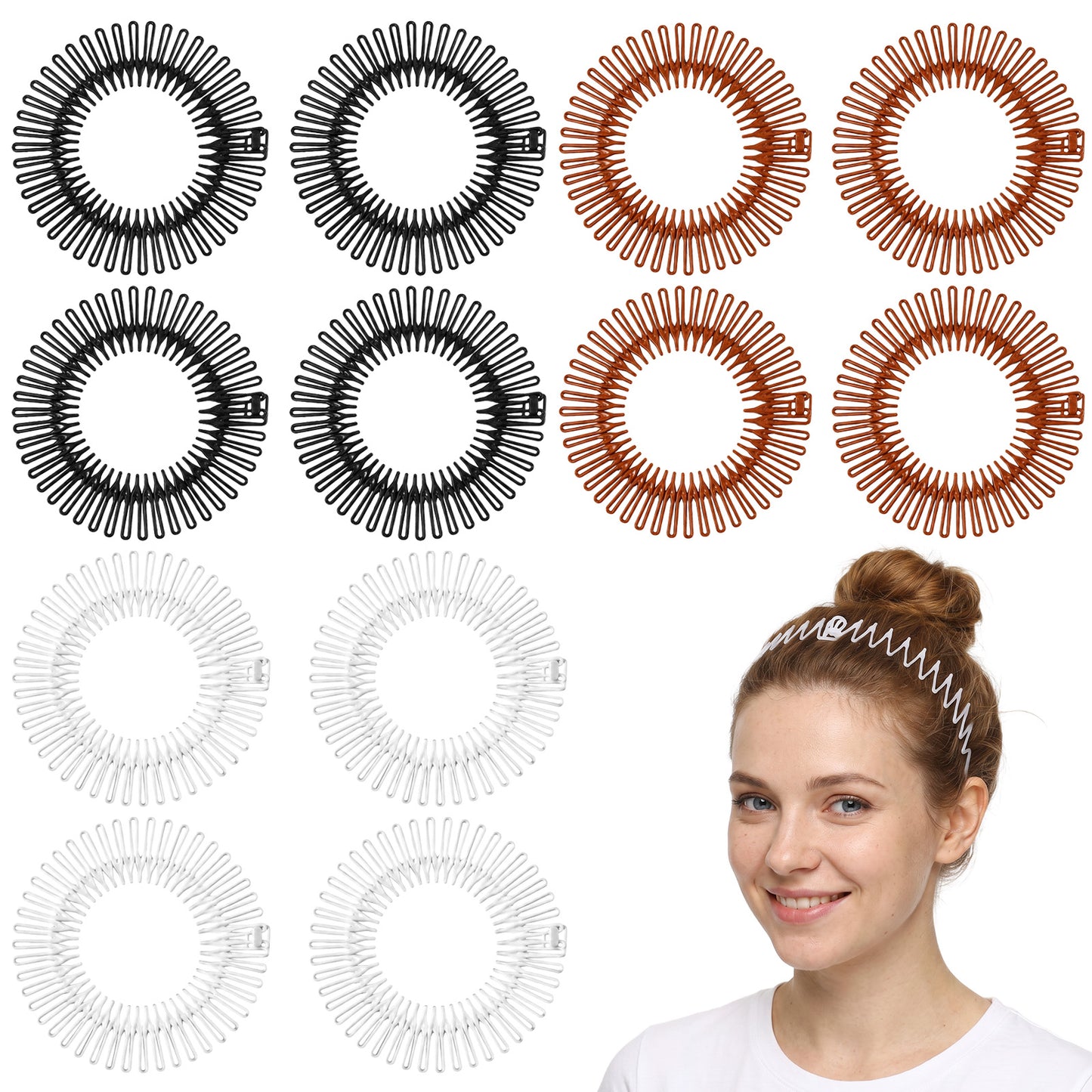 YUXIANLB 12PCS Circular Stretch Comb, Flexible Zig Zag Comb Headband