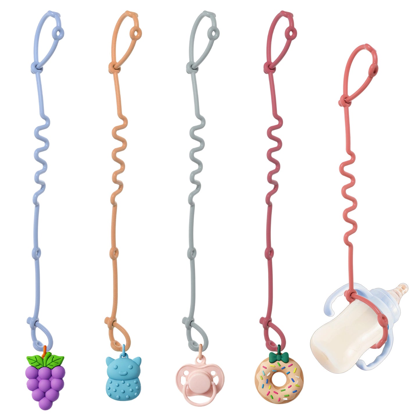 Hadnves Baby Toy Straps 5 PCS Adjustable Sippy Cup Strap Keep for Stroller Accessories Silicone Tether Car Seat Accessories Travel Essentials for High Chairs Strollers Water Bottles Pacifier