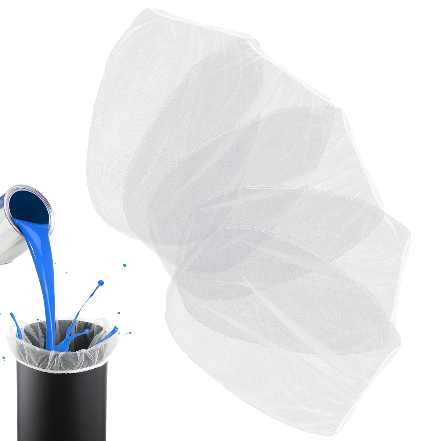 Dimeho 5 Pcs Paint Strainer Bags 1 Gallon Fine Mesh Disposable Liquid Filter Bag with Elastic Top White Paint Filtering Bucket for Painting Gardening Hydroponics