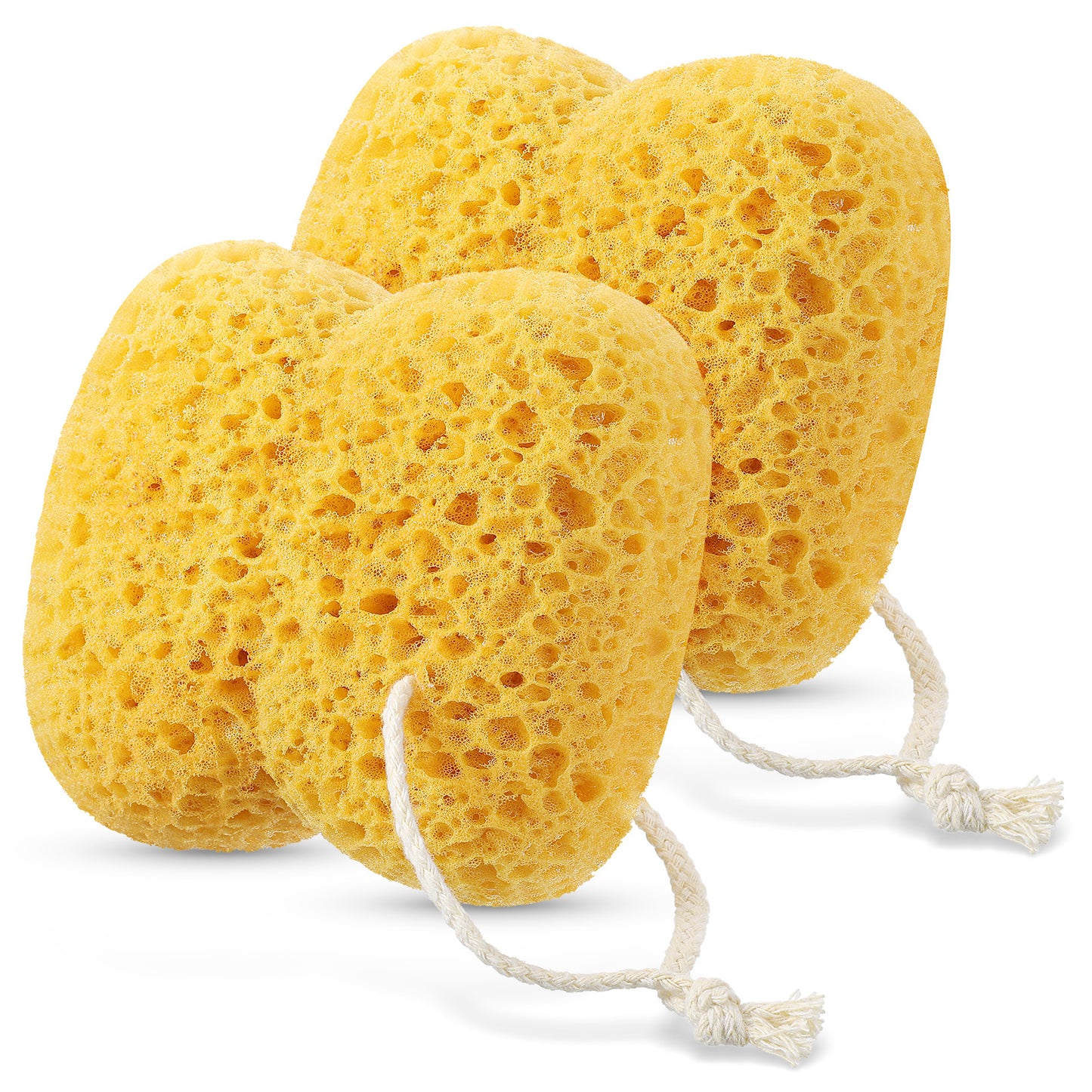 Wanmu 2Pcs Bath Sponge, 5.3 inch Curvy Exfoliating Foam Loofah, Large Shower Pouf Face Puff for Women, Men, Teenager Body Cleansing Supplies Sensitive Dry Skin