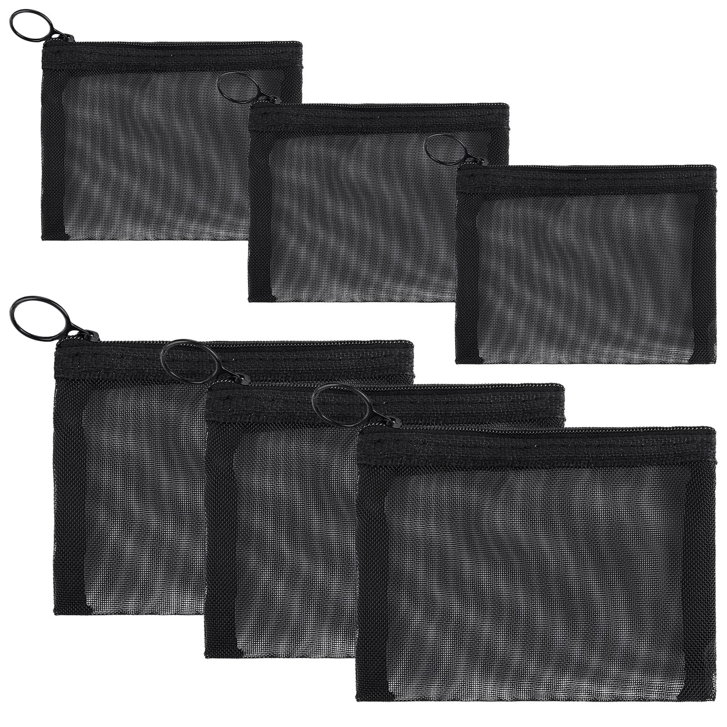 Sibba Mini Zipper Toiletry Bag Mesh Organizing Pouch 6 Packs Nylon Waterproof Small Purse Cosmetic Stationery Case Storage Makeup Bags Offices Travel Organizer Accessories Kit (S with M)
