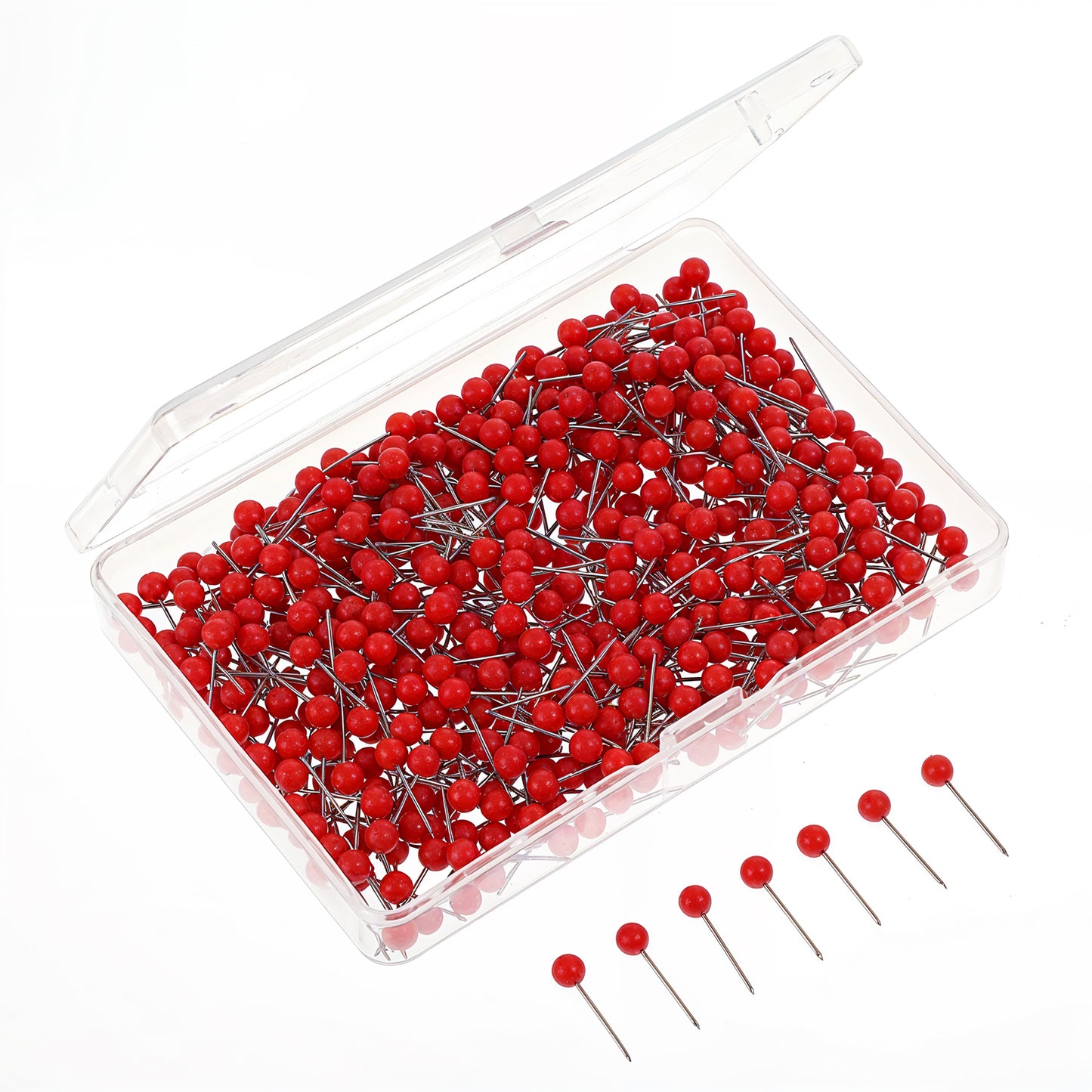 Dimeho 500 Pcs Map Tacks 1/8 Inch Push Pins Small Round Head Marking Pins Beads Decorative Push Pins Map Thumb Tacks(Red)
