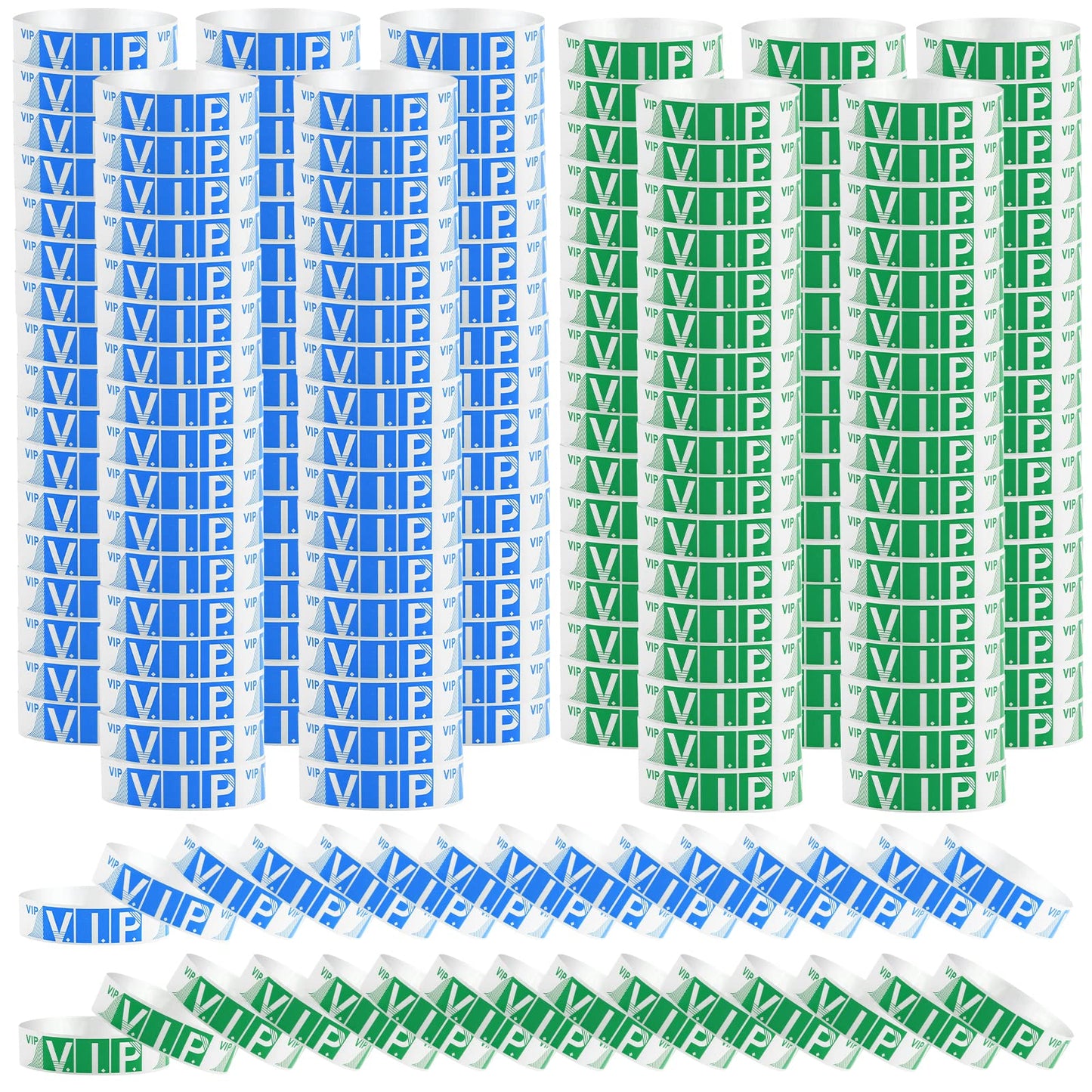 Sibba 200 Count Wrist Bands Wristband Badges Waterproof Paper Bracelets Coloreds Admission Festivals Party Events Arm Hand Labels Holder Indexes Stamps Strap Office School Supplies(Blue/Green)