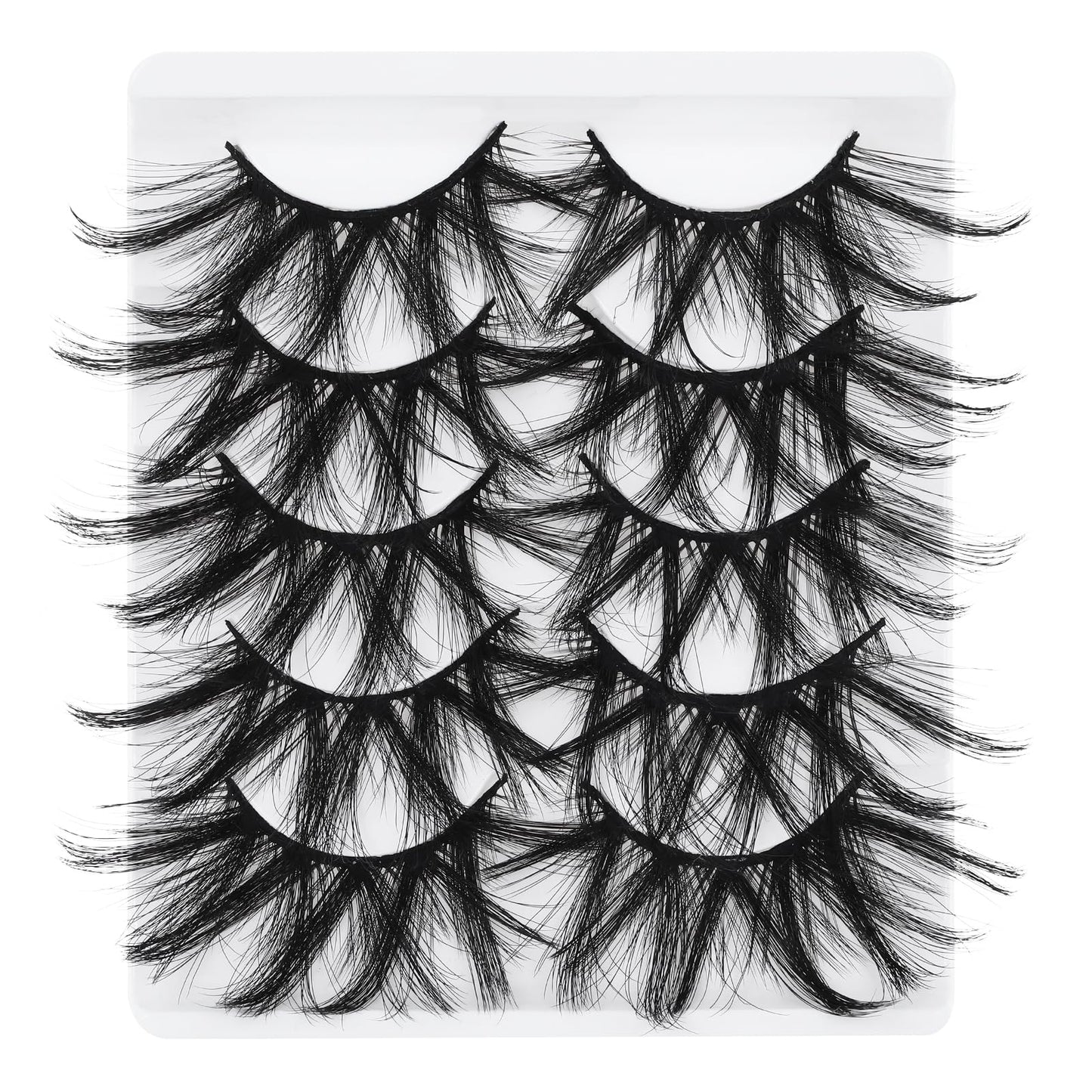 Sibba 25MM Multi-layered Mink Long False Eyelashes with Natural Look, 5 Pairs Handmade Reusable Dramatic Wispy Fluffy Fake Lashes