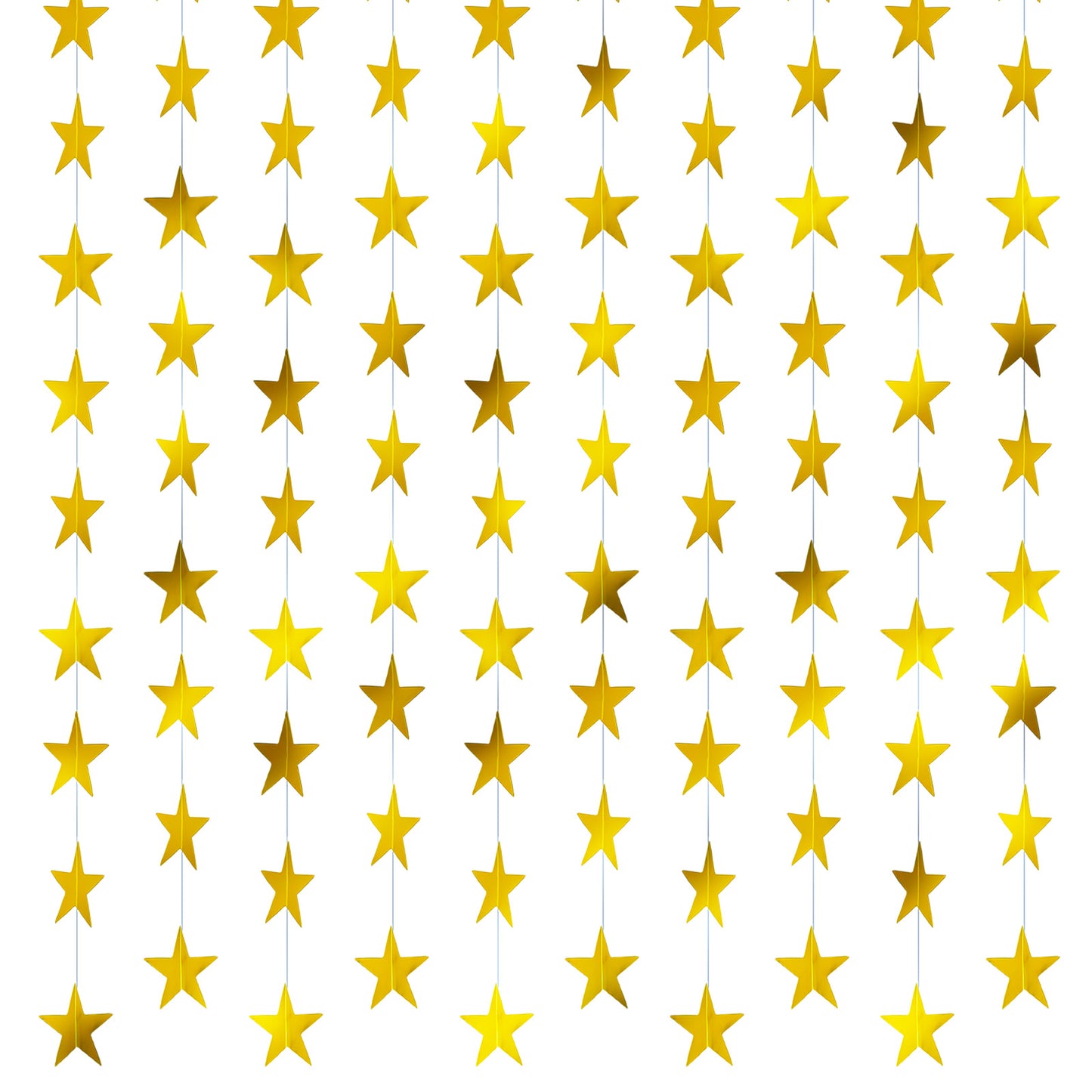 YUXIANLB 264pcs Gold Star Garland Decorations, 105Ft Double Side Hanging Decorations for Paper Stars Iridescent Wedding Birthday Festival Bachelorette Party Hanging Streamers Banner Graduation Decor