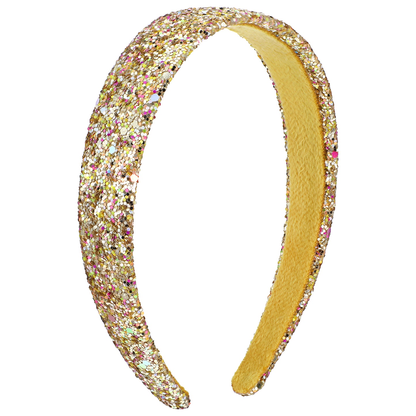 Sibba Glitter Headbands for Girls, Gold Hair Band, Hair Accessories for Little Girl, Sparkly Wide Yellow Headband for Kids, Cute Toddler Headbands for Christmas, Birthday, and Everyday Wear(Gold)