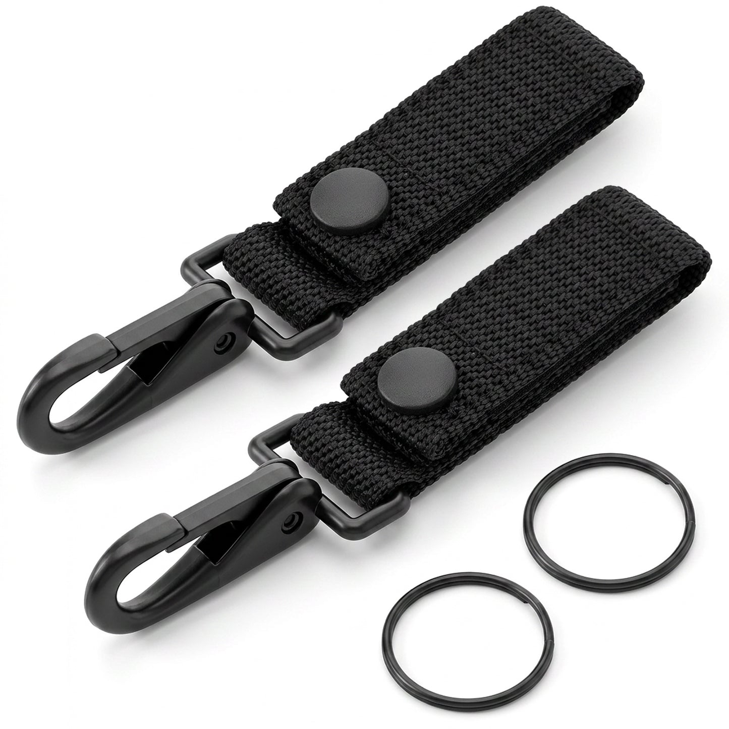 FNANJWQ 2 Pcs Heavy Duty Belt Keeper Clip with Metal Key Rings, Key Clip with Nylon Strap Metal Snap Keys Clips, Vest Law Enforcement Accessories, Police and Fire Agencies