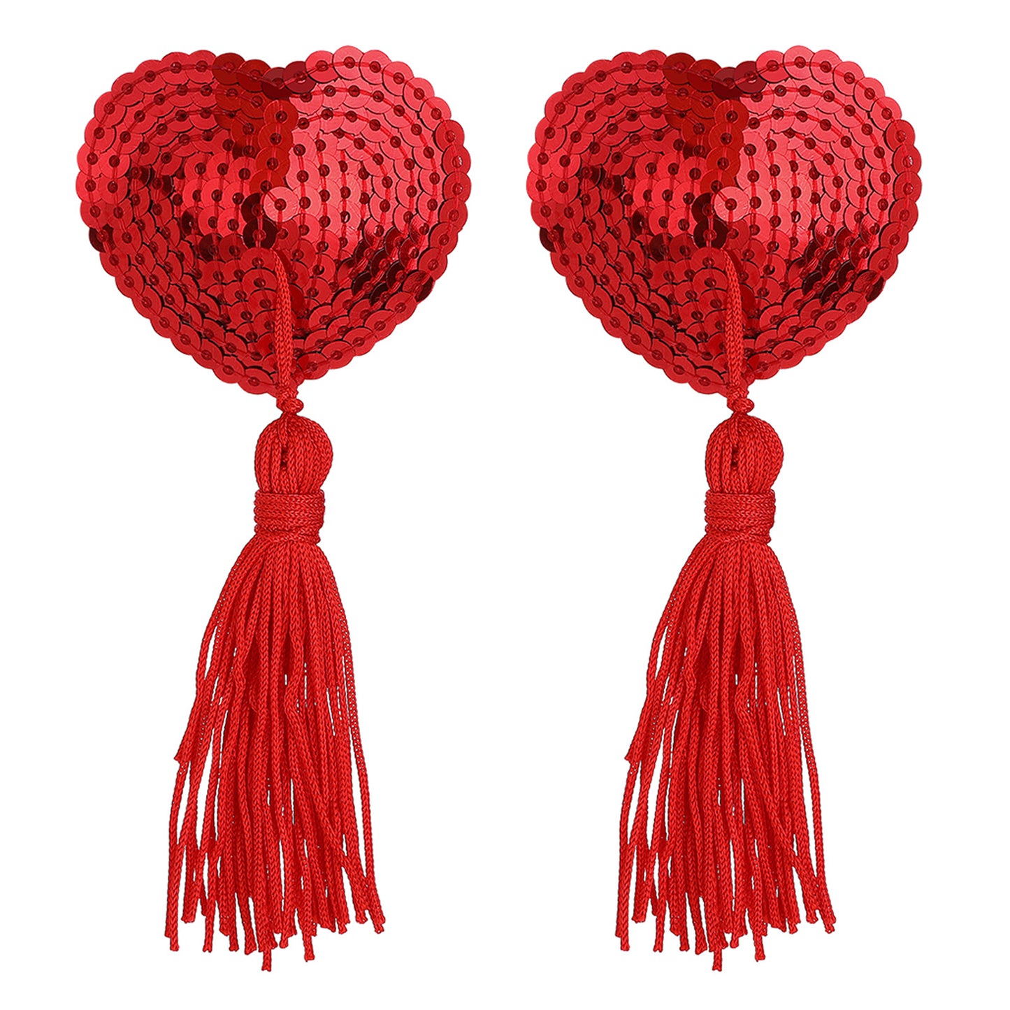 Sibba Nipple Covers Tassels for Women Pasties with Lift, 2 Pairs Sticky Covers, Breast Petals Stickers Tape Cover Body Pasties Adhesive Heart-shaped Bra Lifting Lift(red)