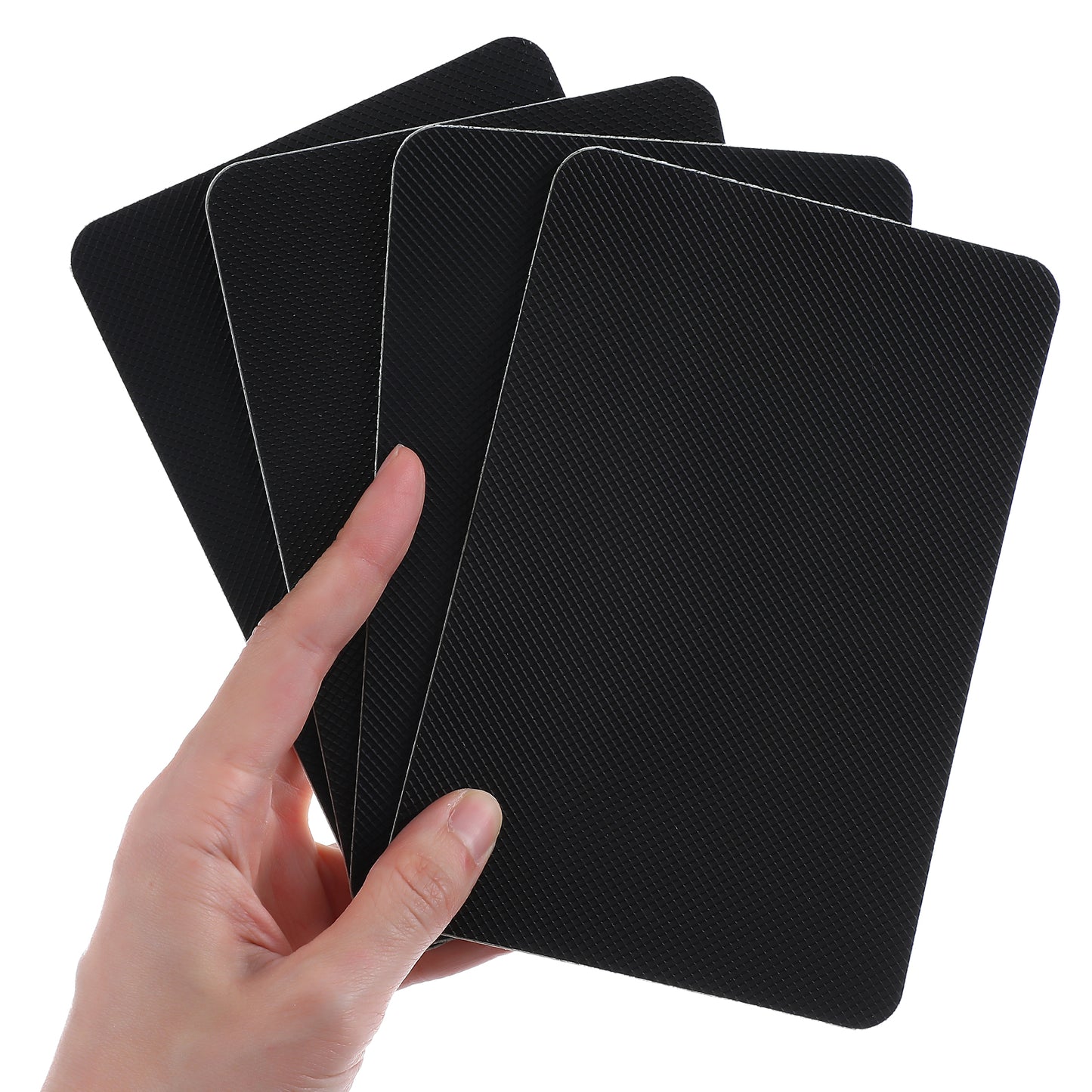 4pcs Enhanced Cuttable Rubber Grip Tape Ultra-Thin Strong Adhesive Non-Slip Sheets for Safer Handles & Surfaces Waterproof Soundproof Anti Vibration Heat Resistant Pads for DIY Crafts Floor Cushioning