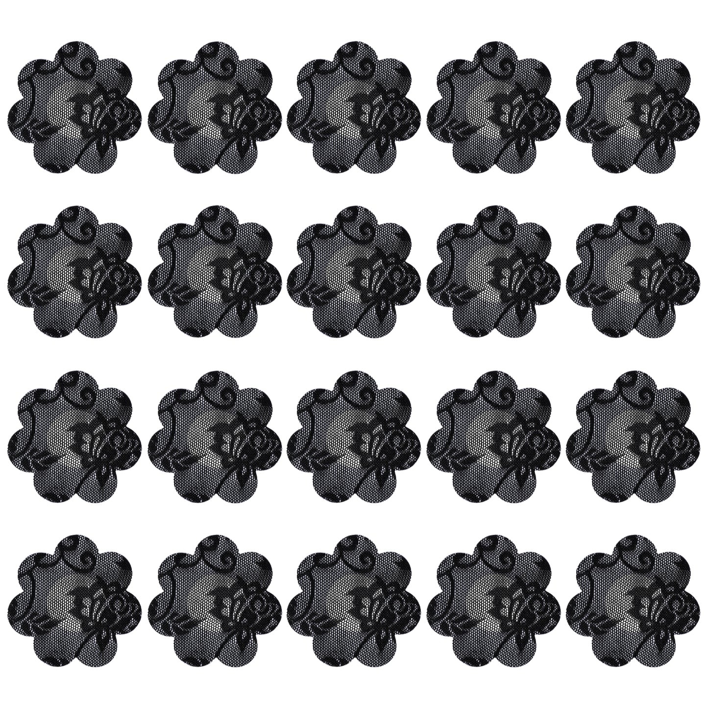 COMNICO Lace Petal Pasties, Nipple Covers Self-Adhesive Breast Covers Pasties Nipple Stickers for Women Rave Party (20, Black)