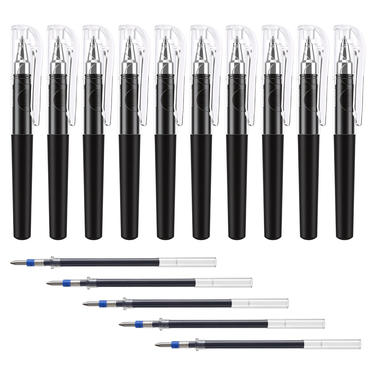 Gsbnjuy 10 Pcs Mini Gel Pens with 5 Pen Refills Black Small Pocket Pens Smooth Writing Compact Mini Ballpoint Pen Quick Dry ShortPen for Office Notebook Travel Journaling Business Supplies